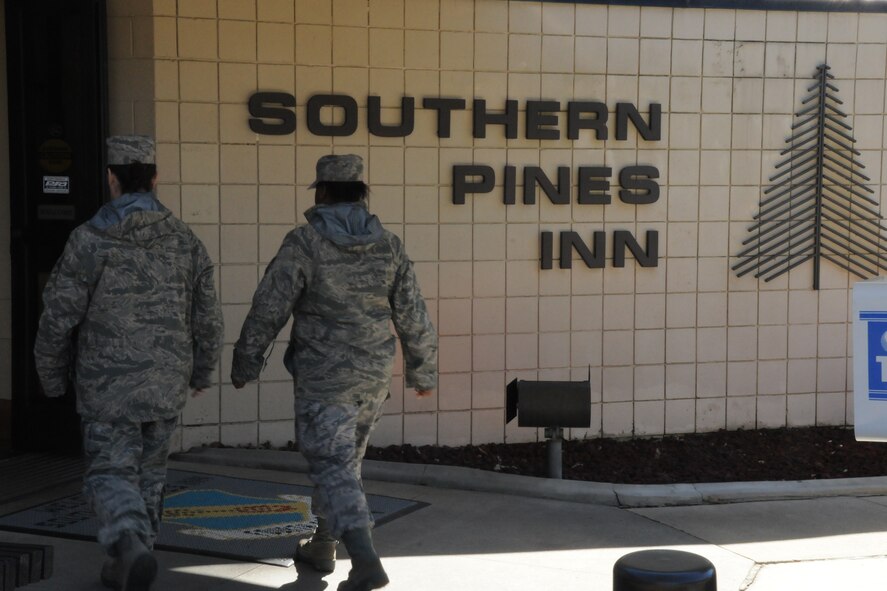Airmen enter billeting at Seymour Johnson Air Force Base during a drill weekend. (USAF photo by TSgt. Scotty Sweatt, 916 ARW/PA)