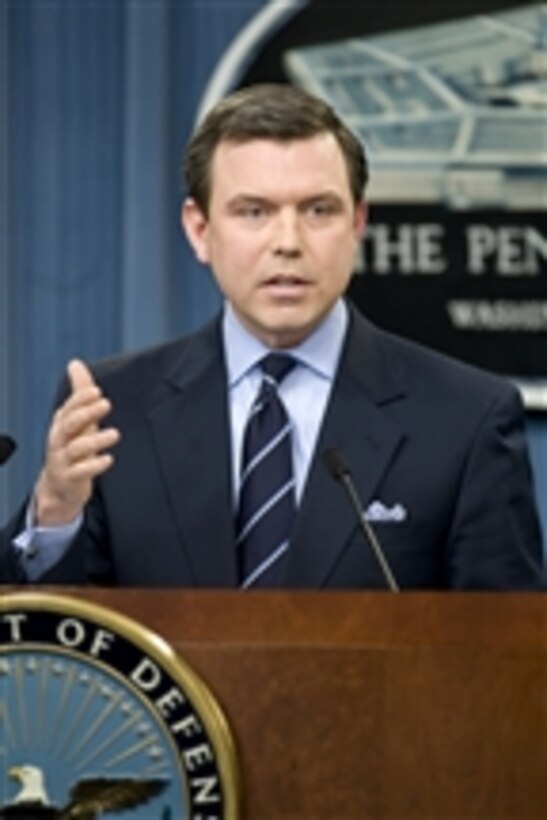 Pentagon Press Secretary Geoff Morrell conducts a press conference in the Pentagon on Feb. 18, 2010.  