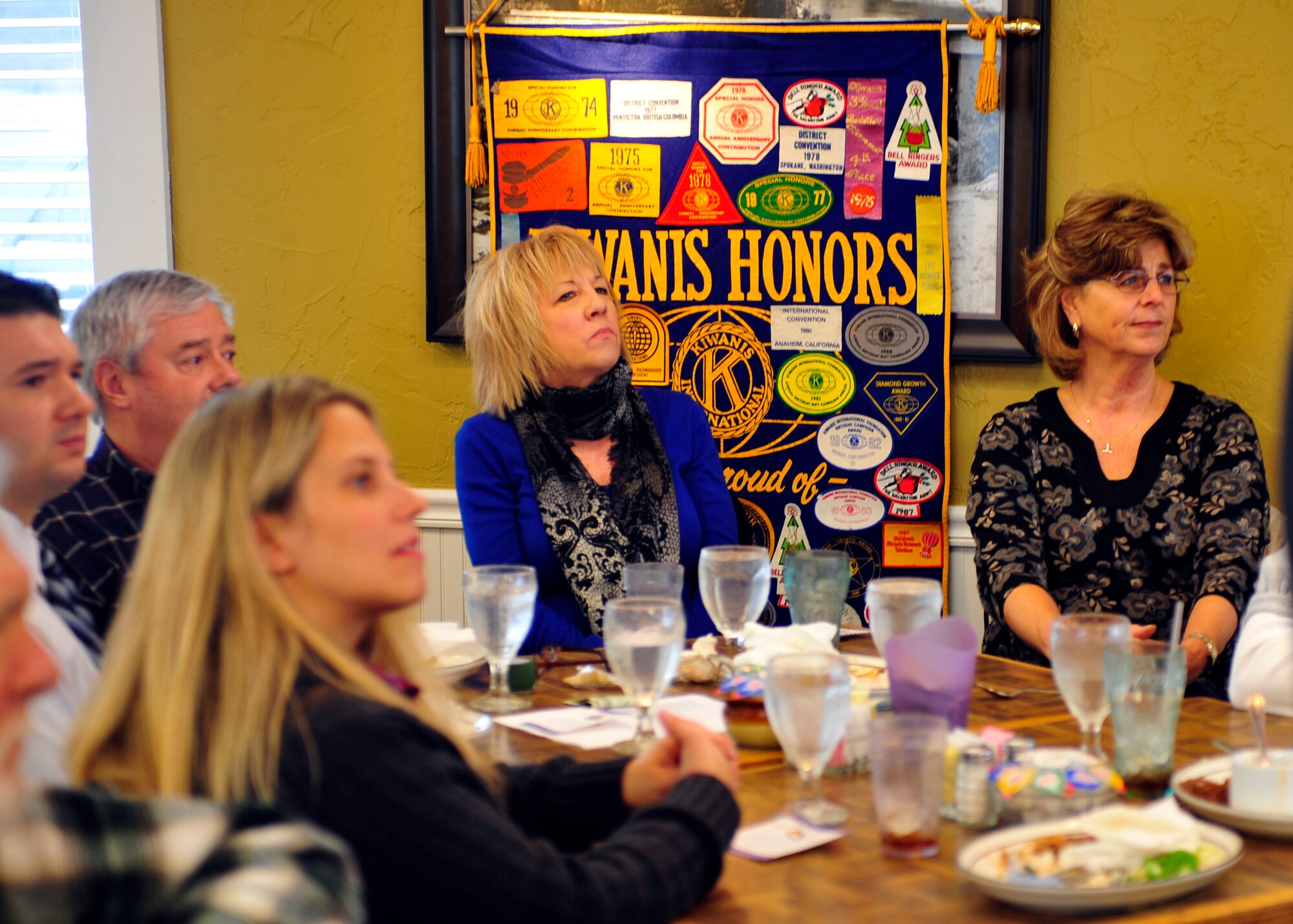 FAIRCHILD AIR FORCE BASE, Wash. – Post Falls Kiwanis Club members listen intently as Airmen describe their recent deployments in Afghanistan and Kyrgyzstan at a luncheon in Post Falls, Idaho, Feb. 11. (U.S. Air Force photo / Senior Airman Joshua Chapman)