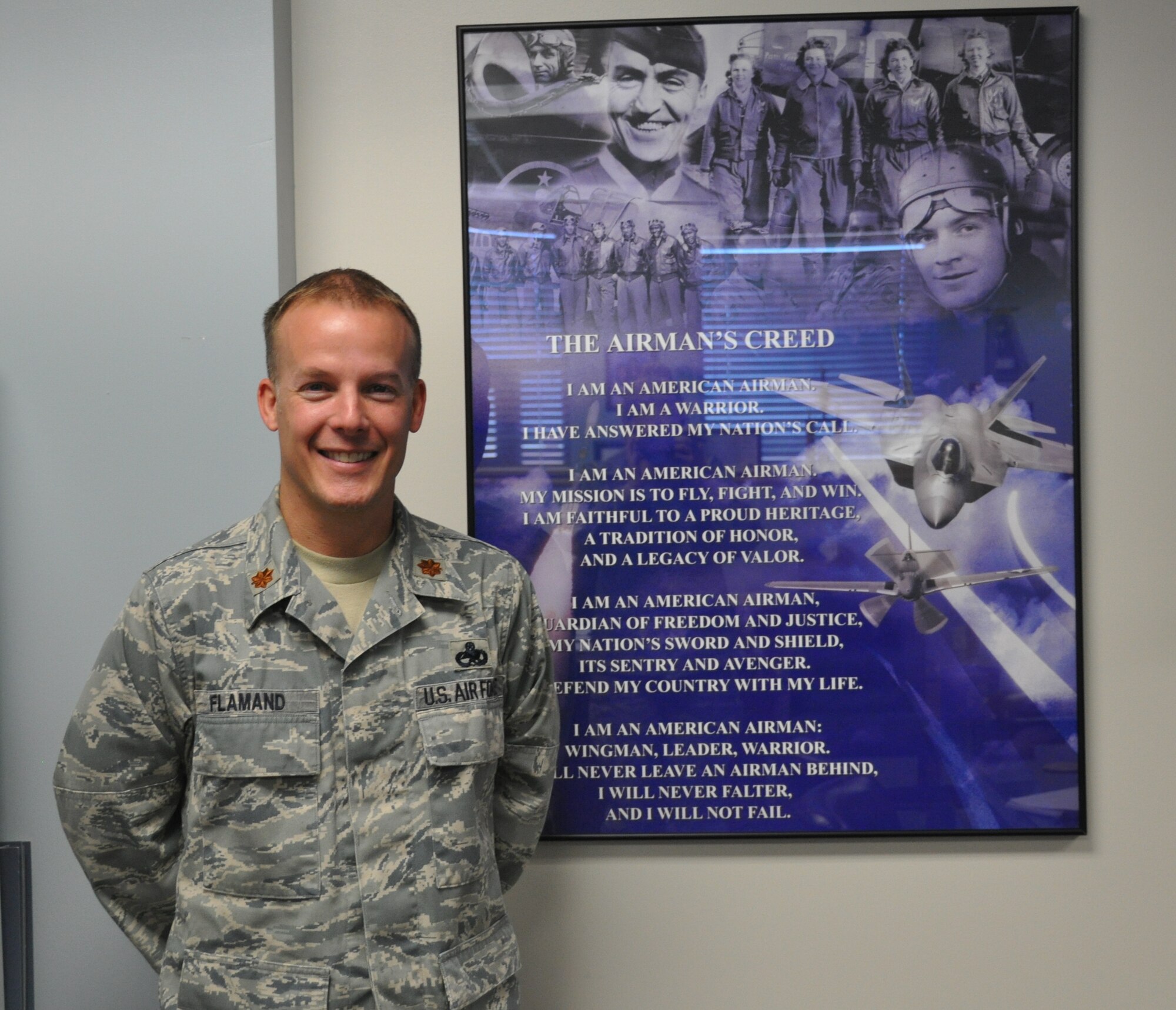Major Rich Flamand, 325th Maintenance Operations Squadron Commander. (U.S. Air Force photo/Senior Airman Veronica McMahon) 

