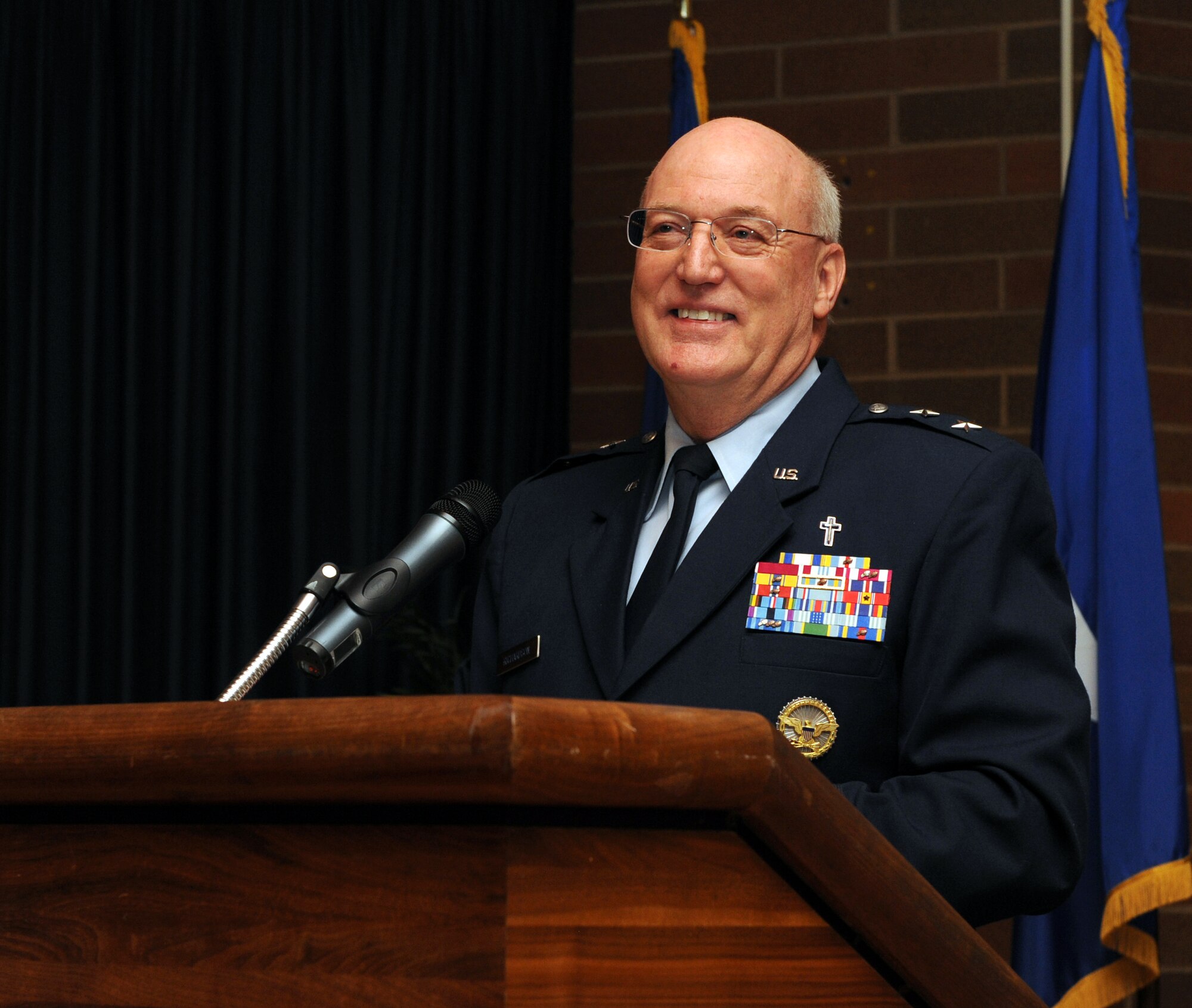 MOUNTAIN HOME AIR FORCE BASE, Idaho --  Maj. Gen. Cecil Richardson, Air Force chief of chaplains speaks during the National Prayer Breakfast ceremony held at the Gunfighter Club Feb. 11. The National Prayer Breakfast is an annual event started by members of the Senate and House prayer groups and President Eisenhower in 1953. (U.S. Air Force photo by Airman 1st Class Debbie Lockhart)