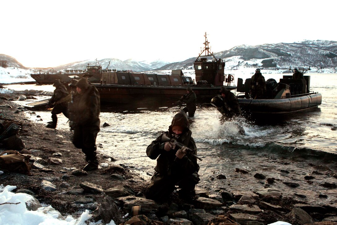 U.S. Marines conduct an amphibious assault during exercise Cold Response 2010 in Norway Feb. 19, 2010. The Marines are from Foxtrot Company, 2nd Battalion, 25th Marine Regiment, 4th Marine Division. Cold Response 2010, which is a Norwegian armed forces multinational, invitational exercise with participants from the United Kingdom, the Netherlands, Sweden, Finland, Germany, Austria and other NATO partners, is focused on cold weather maritime/amphibious operations, interoperability of expeditionary forces and special and ground operations.