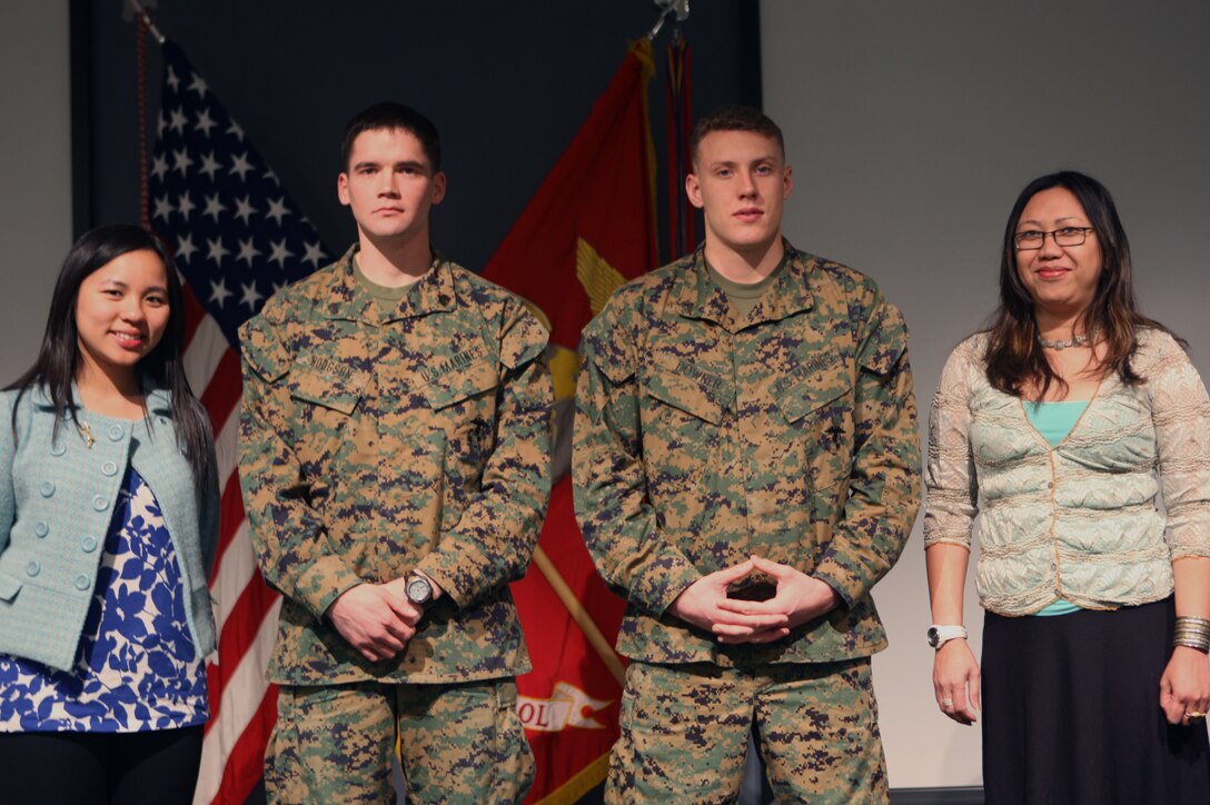 The Marines graduating the Advanced Linguist Course with their new lingual knowledge of Indonesian stand with their instructors, Feb. 19. The pilot program of the new U.S. Marine Corps Forces, Marine Special Operations Command course successfully graduated five Marines after nine months of continuous foreign language training.