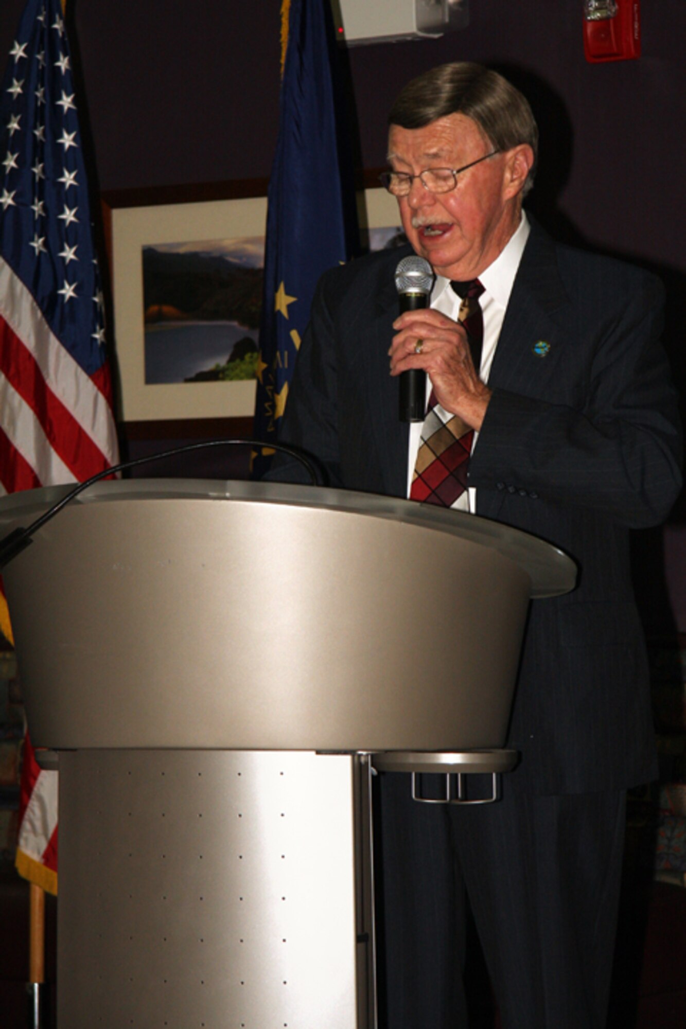 GRISSOM AIR RESERVE BASE, Ind., -- Mr. David Shearer, chairman of the Grissom Community Council's membership committee, reads the names of those GCC members who were nominated for senior leadership positions within the organization. A brief GCC business meeting was part of the agenda during the 2010 Annual Awards Banquet at Grissom.  (U.S. Air Force photo/Tech. Sgt. Mark. R. W. Orders-Woempner)