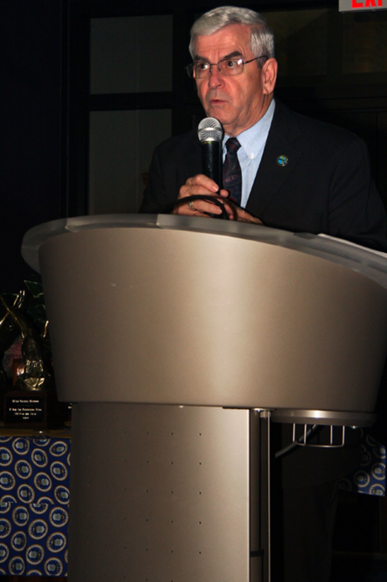 GRISSOM AIR RESERVE BASE, Ind., -- Mr. Hal Job of the Grissom Community Council addresses the audience during the 2010 Annual Award Banquet at Grissom ARB.  A number of GCC members, along with other local community leaders, were in attendance.  Mr. Job served as the GCC president in 2008 and 2009 and will be the vice president this year. (U.S. Air Force photo/Tech. Sgt. Mark Orders-Woepmner)