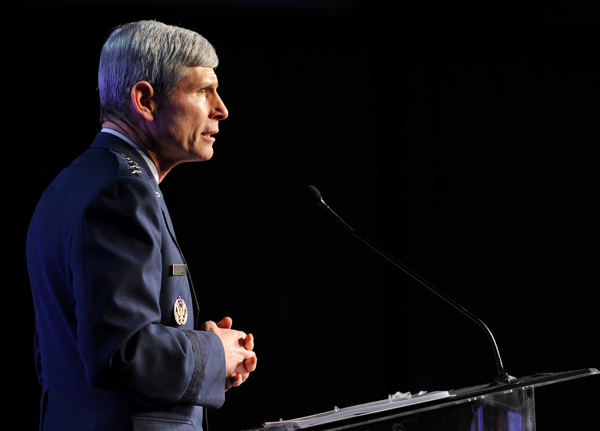 Air Force Chief of Staff Gen. Norton Schwartz gives the keynote address on Feb. 19, 2010, at the 5th Stars and Stripes tribute dinner, which is part of the 24th Annual Black Engineer of the Year Awards Conference being held Feb. 18 to 20 in Baltimore. This  year's tribute dinner's theme is Saluting the Role of Our Military. The conference seeks to recognize a growing cadre of diverse professionals who are contributing to America's competitiveness and serving as role models to historically underrepresented groups in the sciences. General Schwartz emphasized that in order to maintain the world's best Air and Space force it is imperative to attract, recruit, train and retain the skilled scientists and engineers needed to create tomorrow's aerospace leaders.  (U.S. Air Force photo/Jim Varhegyi)