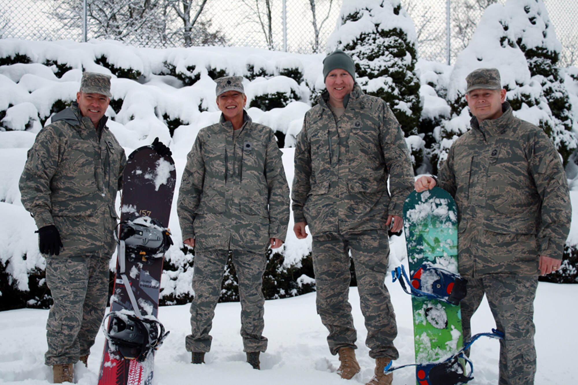 STAVANGER, Norway - Chief Master Sgt. Kevin Candler, 423rd Air Base Group superintendent, along with leadership from the 423rd ABG visit Airmen stationed at Stavanger. While there they were able to use recently purchased equipment from Outdoor Recreation at one of the ski slopes available for Airmen to use in Norway.