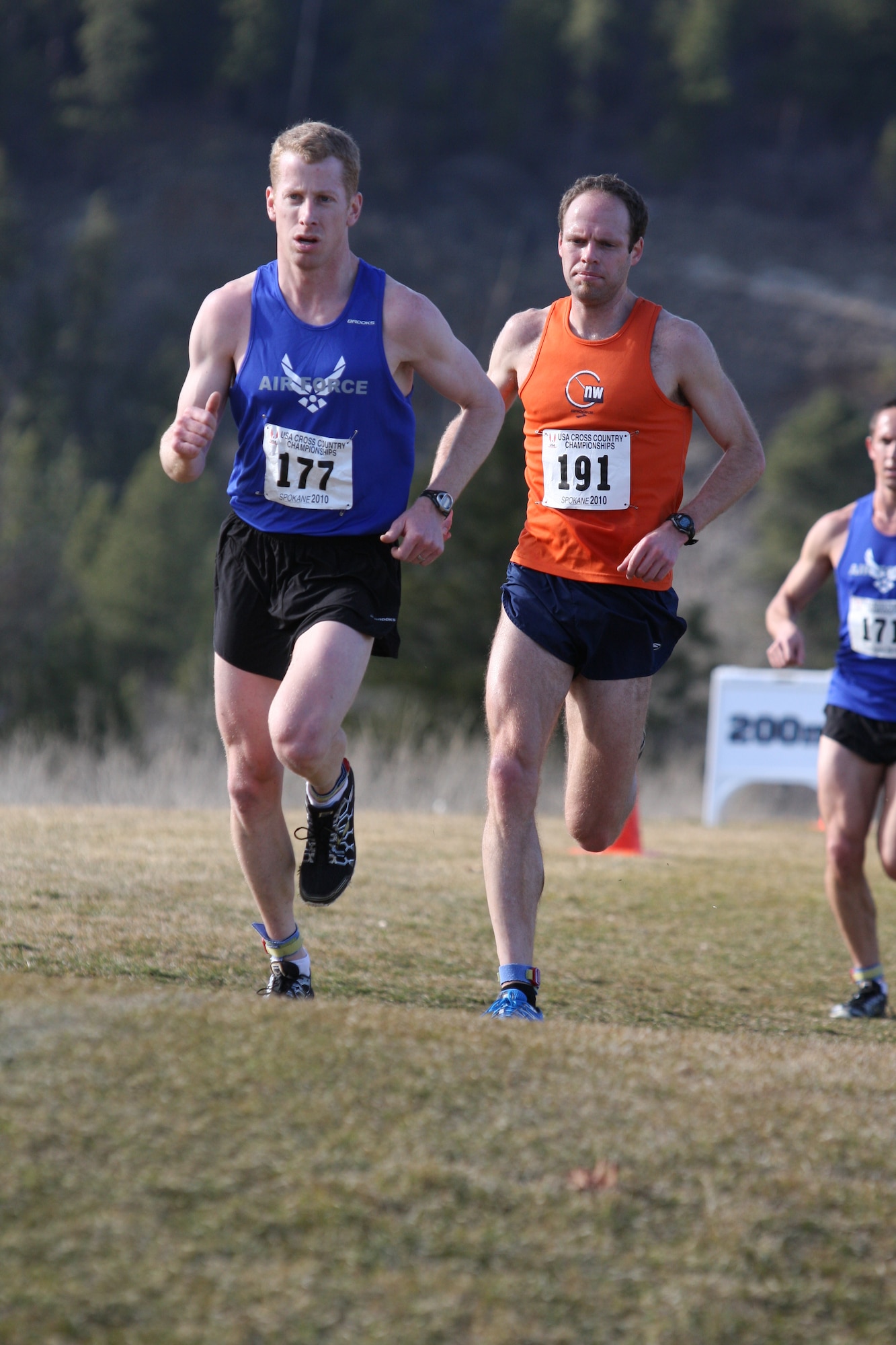 Capt. Levi Severson (#177) from the Space and Missile Systems Center, Boulder, Colo., finished in ninth place with a time of 38:36, a pace of 5:10 minutes per mile. (U.S. Air Force photo by Stephen Brown)