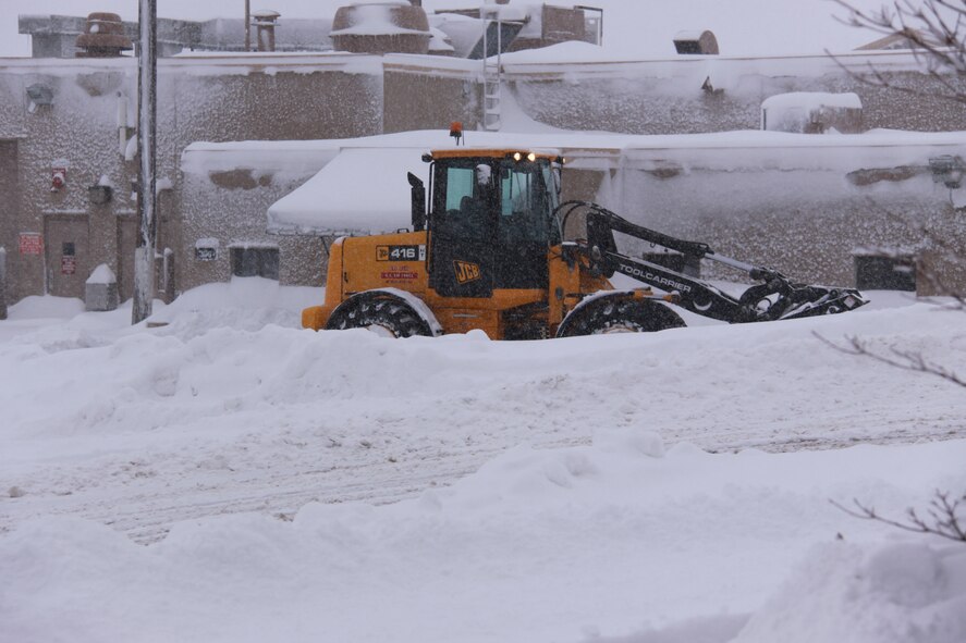 Base clean up and snow removal continue at the 911th Airlift Wing, Air Force Reserve Command, in preparation of another storm front heading toward Pittsburgh.
