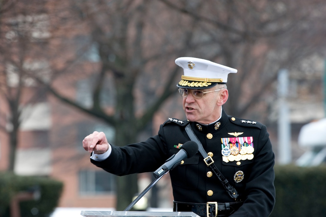 Young peopl are the reasons for the ceremony and the sacrifices of the Marines and sailors, said Lt. Gen. Duane Thiessen, Deputy Commandant for Programs and Resources. The greatest generation of Americans set the standard we live by today.