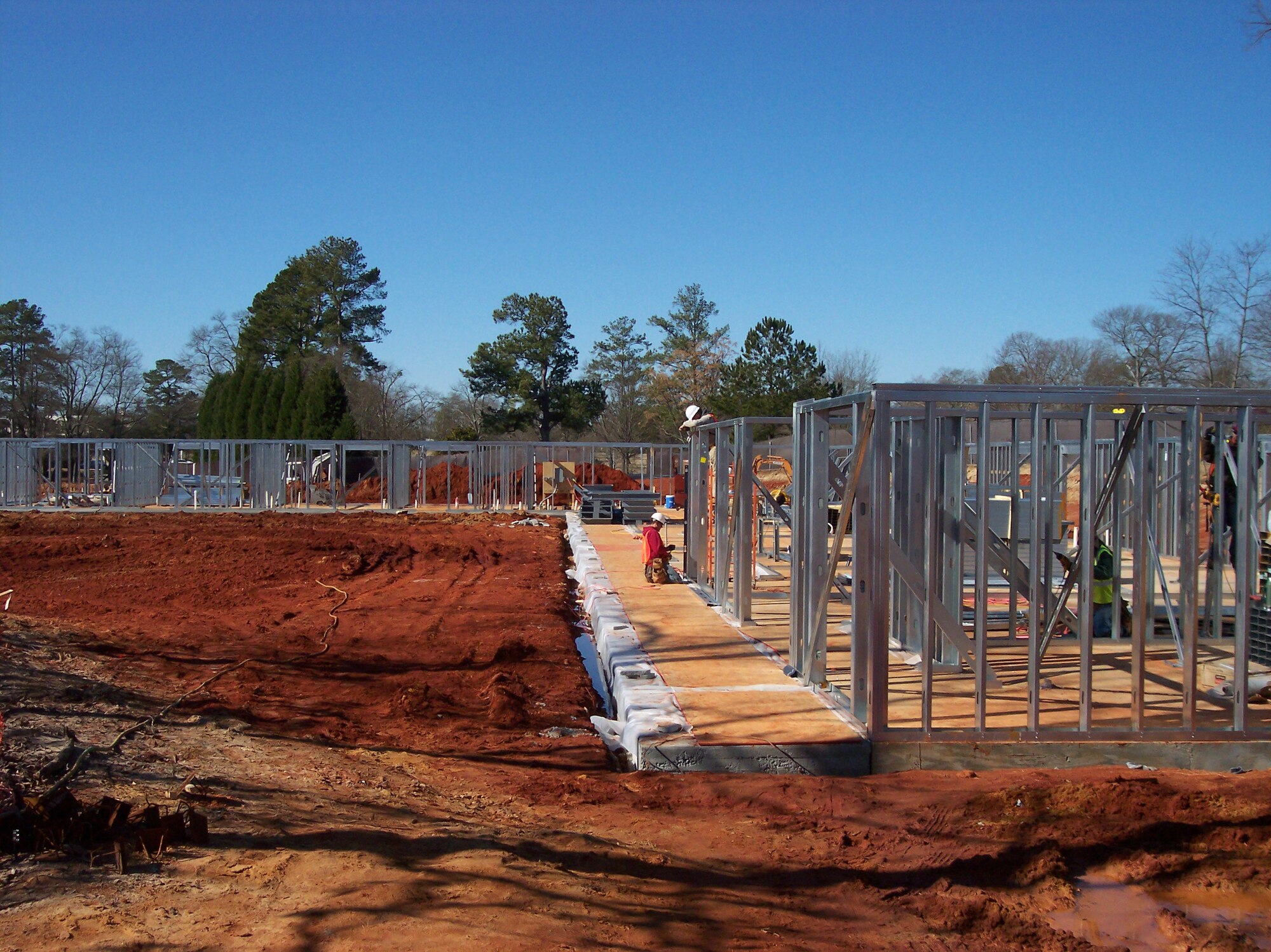 SHAW AIR FORCE BASE, S.C. -- Seven, new two-bedroom temporary lodging units  and 17 visitors' quarters are currently springing up on Myers Street. The estimated $6.5-million-project is set for completion this year. (Courtesy photo)