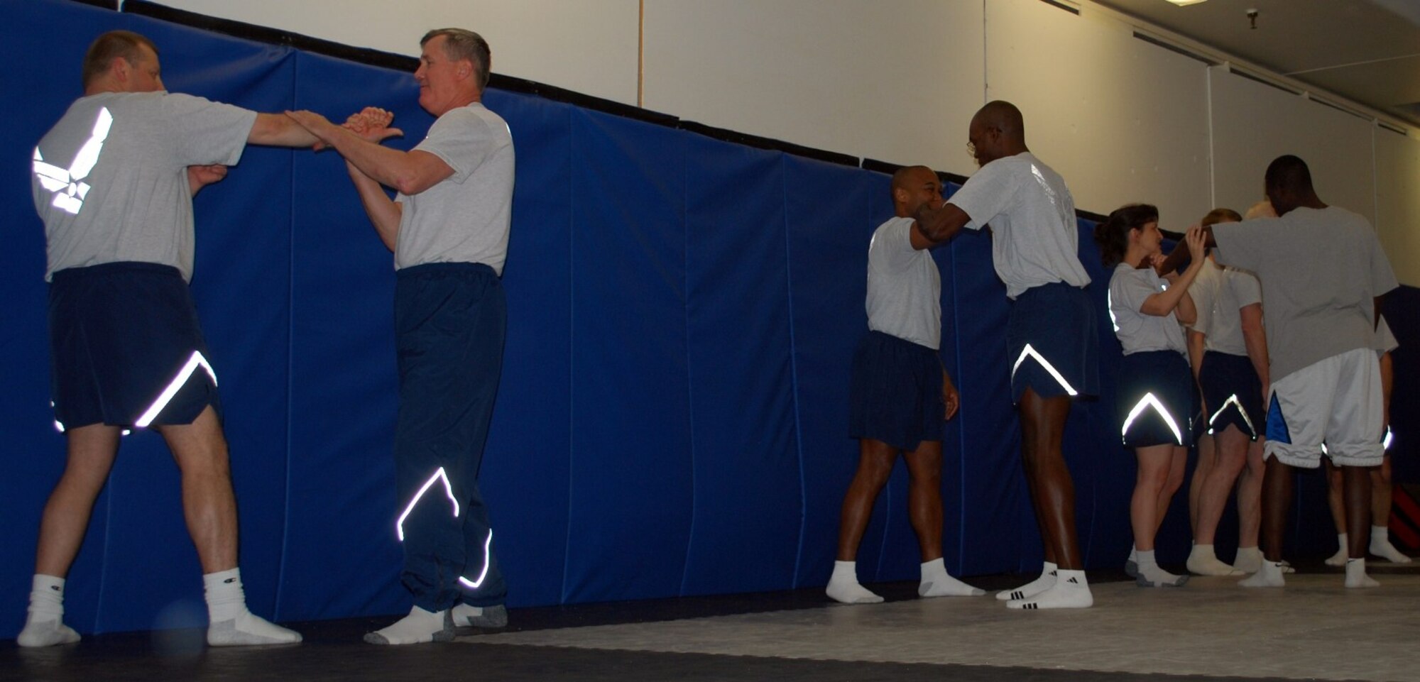 Brig. Gen. O.G. Mannon, 82nd Training Wing commander, and Sheppard Air Force Base senior leadership attend a Target Hardening class held by the Sheppard Air Force Base Sexual Assault Prevention and Response Office Feb. 23. Target Hardening instructors held the class to assist the senior leadership in learning what is taught in the class and how it can be used to support their Airmen with assault prevention.  (U.S. Air Force photo/Tech. Sgt. Vernon J. Cunningham)
