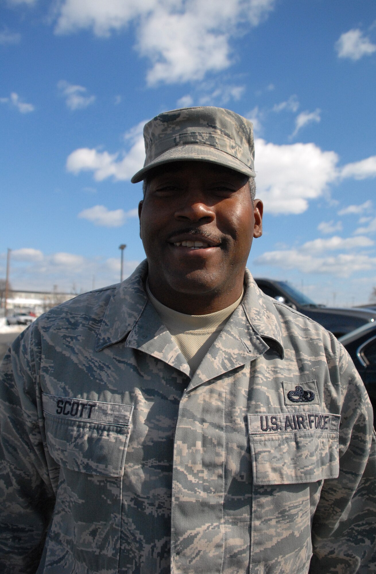 "I would like additional racquet ball courts to be built in the New Fitness Center because there are a lot of people who enjoy playing," said Master Sgt. Rodney Scott, 712th Aircraft Maintenance Squadron air reserve technician. (U.S. Air Force photo/Airman 1st Class Shen-Chia Chu)