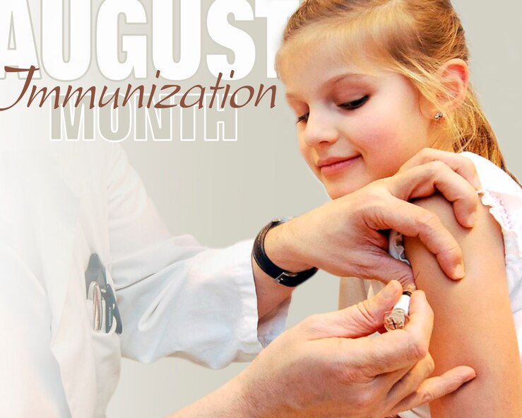 August is National Immunization Awareness Month. It highlights the importance of keeping your immunizations up to date. Today's vaccines are safe and effective and they help prevent diseases that affect thousands of adolescents and adults every year. (U.S. Air Force graphic by Hans Roth)