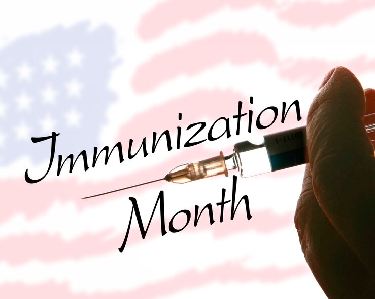 August is National Immunization Awareness Month. It highlights the importance of keeping your immunizations up to date. Today's vaccines are safe and effective and they help prevent diseases that affect thousands of adolescents and adults every year. (U.S. Air Force graphic by Hans Roth)