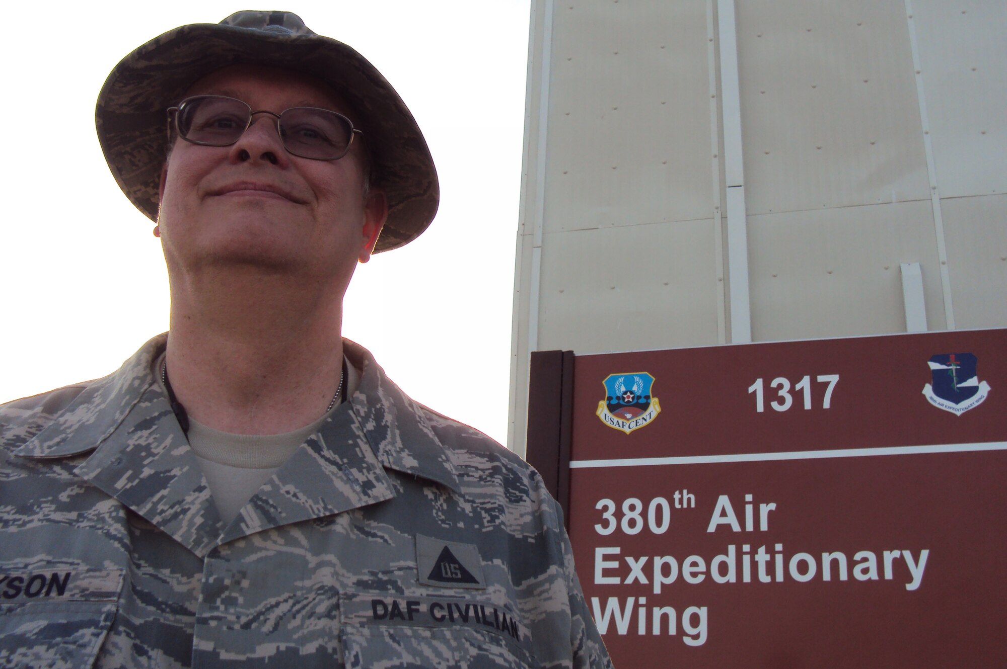 Mr. Ralph Jackson is deployed as the 380th Air Expeditionary Wing historian at a non-disclosed base in Southwest Asia.  Here he is pictured on Feb. 25, 2010. He is deployed from the 49th Fighter Wing at Holloman Air Force Base, N.M., where he is also the wing historian. As the deployed historian, Mr. Jackson collects reports, data and interviews for all of the organizations of the wing and writes a monthly history consisting of a narrative, expanded chronology and appendixes. His hometown is Clinton, Utah. (U.S. Air Force Photo/Master Sgt. Scott T. Sturkol/Released)