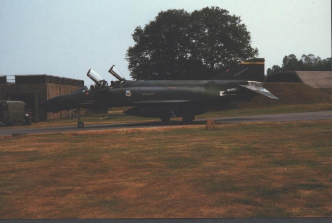 F-4 from the 183 TFW taxis at RAF Wildenrath, Germany.