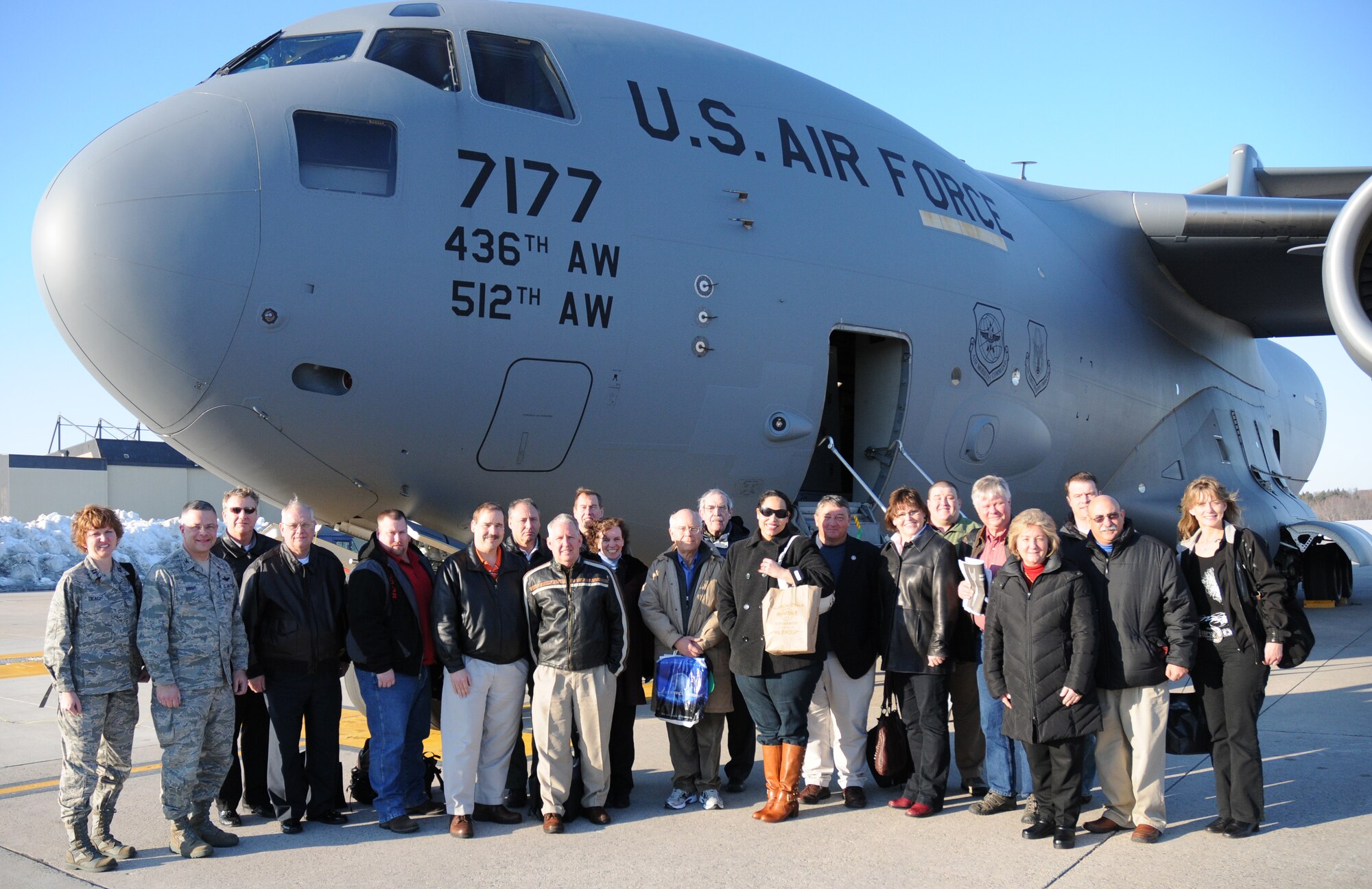 Nineteen civic leaders from Dover and surrounding areas participated in the 512th Airlift Wing's Civic Leader tour Feb. 18-19 to Dobbins Air Reserve Base, Ga., and Keesler Air Force Base, Miss. The two-day event was designed to enhance the understanding of the Air Force Reserve outside of Dover Air Force Base. This is the first time in nearly 10 years, the 512th AW has hosted a fly-away civic leader tour. (U.S. Air Force photo/Master Sgt. Veronica A. Aceveda)   