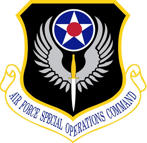 Air Force Special Operations Command (AFSOC) Shield (Color), U.S. Air Force graphic. In accordance with Chapter 3 of AFI 84-105, commercial reproduction of this emblem is NOT permitted without the permission of the proponent organizational/unit commander. 