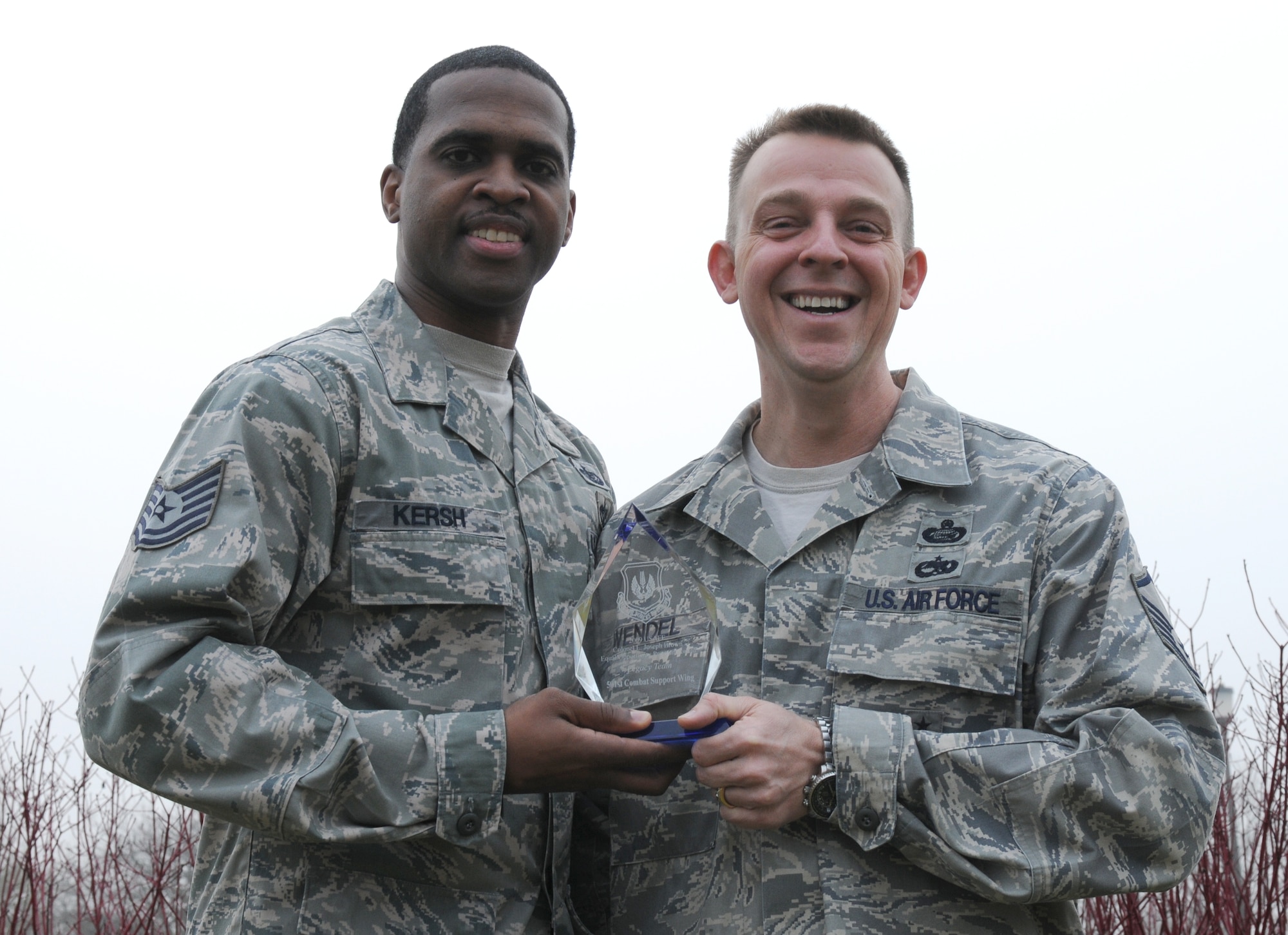 RAF ALCONBURY, United Kingdom - Tech. Sgt. Darius Kersh and Master Sgt. Matthew Wendel were selected by the Air Force for the best Equal Opportunity program in the Air Force. Sergeant Wendel was also selected for the Solomon Starks, Jr. EO Director of the Year Award. Sergeants Wendel and Kersh are assigned to the 501st Combat Support Wing.