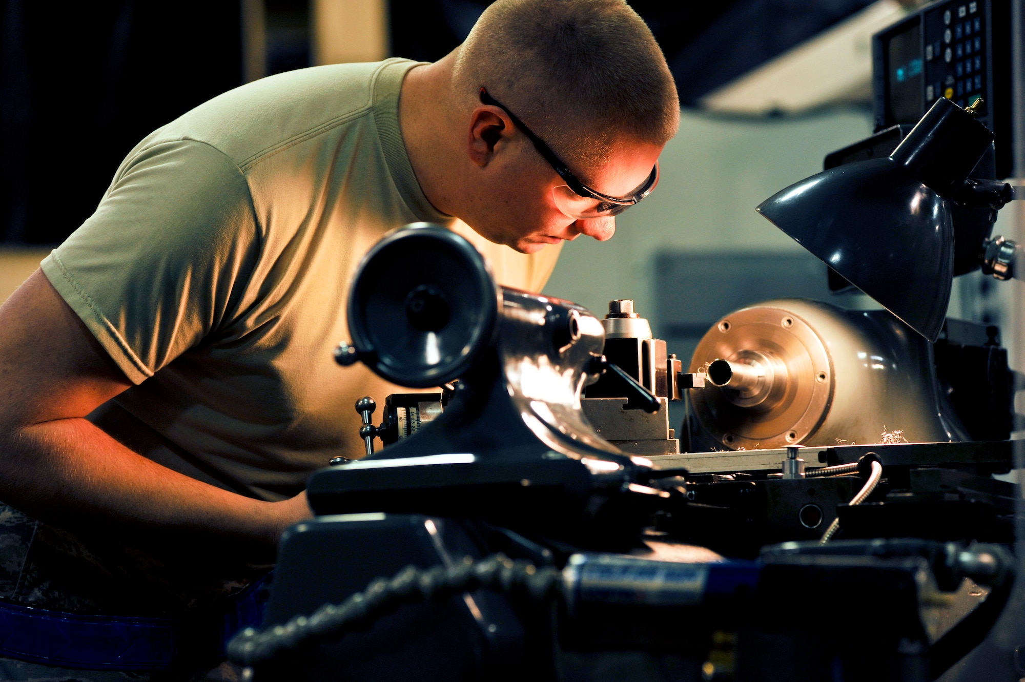 ELMENDORF AIR FORCE BASE, Alaska – Senior Airman Greg Hardwick, metals technologist journeyman with the 3rd Equipment Maintenance Squadron, cleans his certification tubes Feb. 11. Certification tubes are metal tubing used to certify the Airmen on welding different types of metal. (Air Force photo/ Airman 1st Class Jack Sanders)