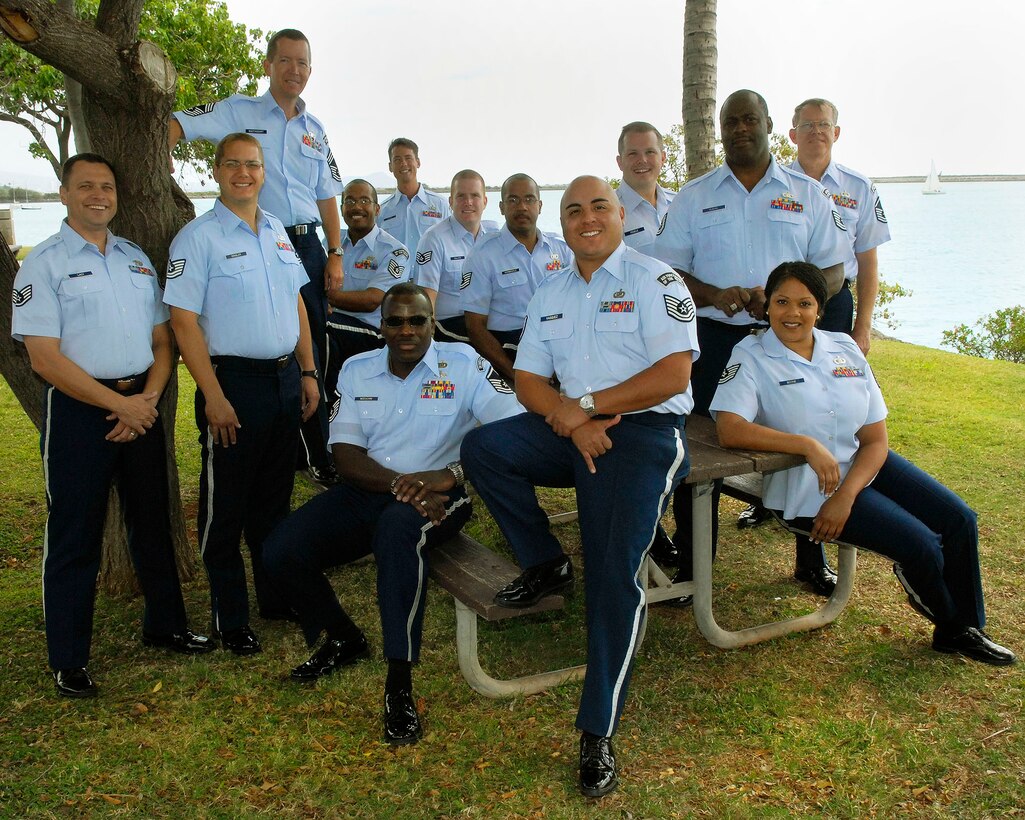 Band of the Pacific, as known as ?Hana Hou? thirteen member team, at Foster Point, Hickam Air Force Base, Hawaii, Feb. 17, 2010. The Band of the Pacific is the only military band that performs Hawaiian and island music along with a wide breadth of pop, rock and jazz combos. (U.S. Air Force photo/Tech. Sgt Jerome S. Tayborn)           