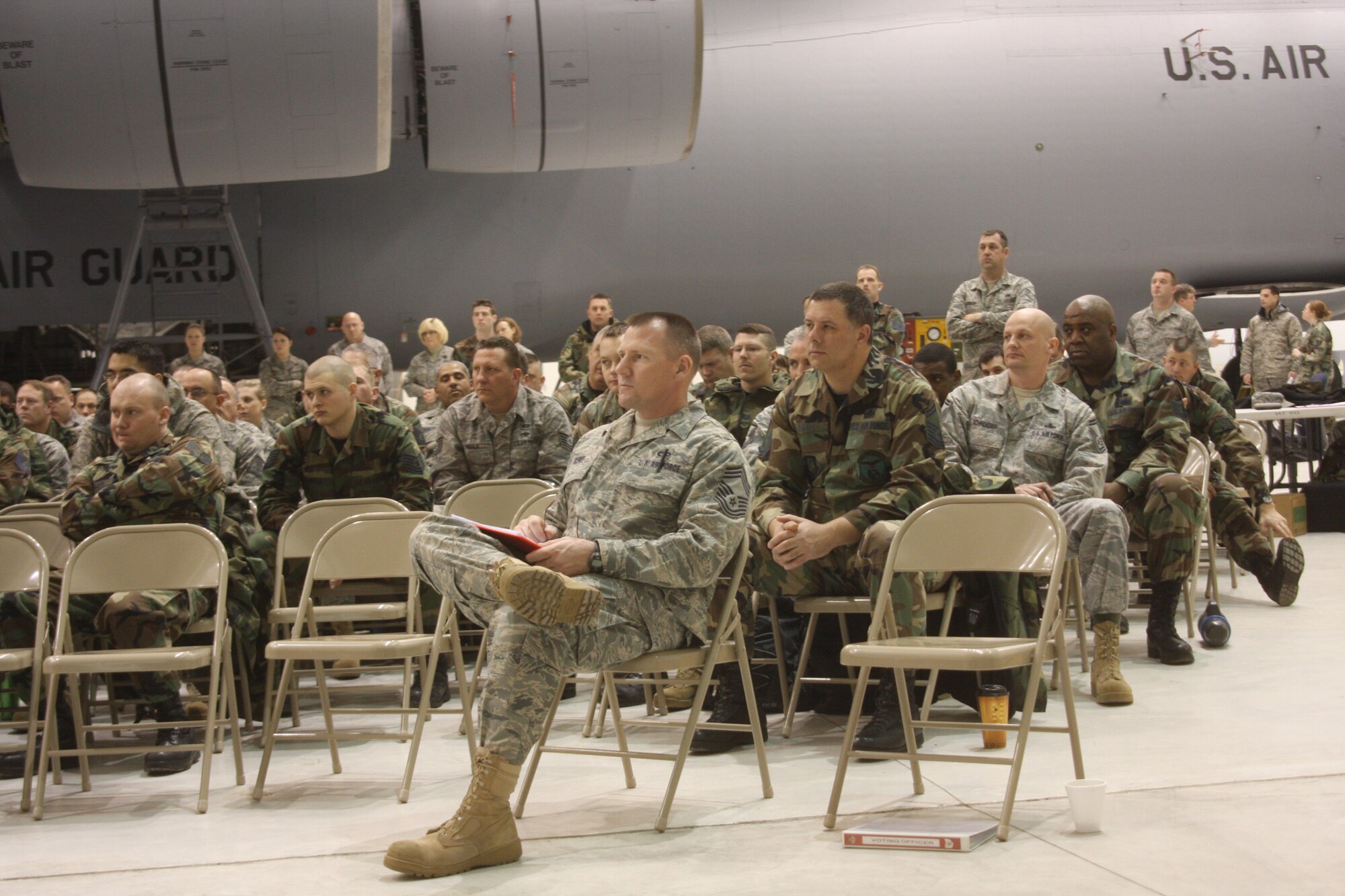 WRIGHT-PATTERSON AIR FORCE BASE, Ohio – Reservists from the 445th Maintenance Group participate in mega training during both February unit training assemblies.. The mega training event was scheduled to decrease the unit's roster of individuals who need to complete ancillary and computer based training modules, and maximize time Airmen have to work on aircraft. (U.S. Air Force photo/Senior Airman Mikhail Berlin)