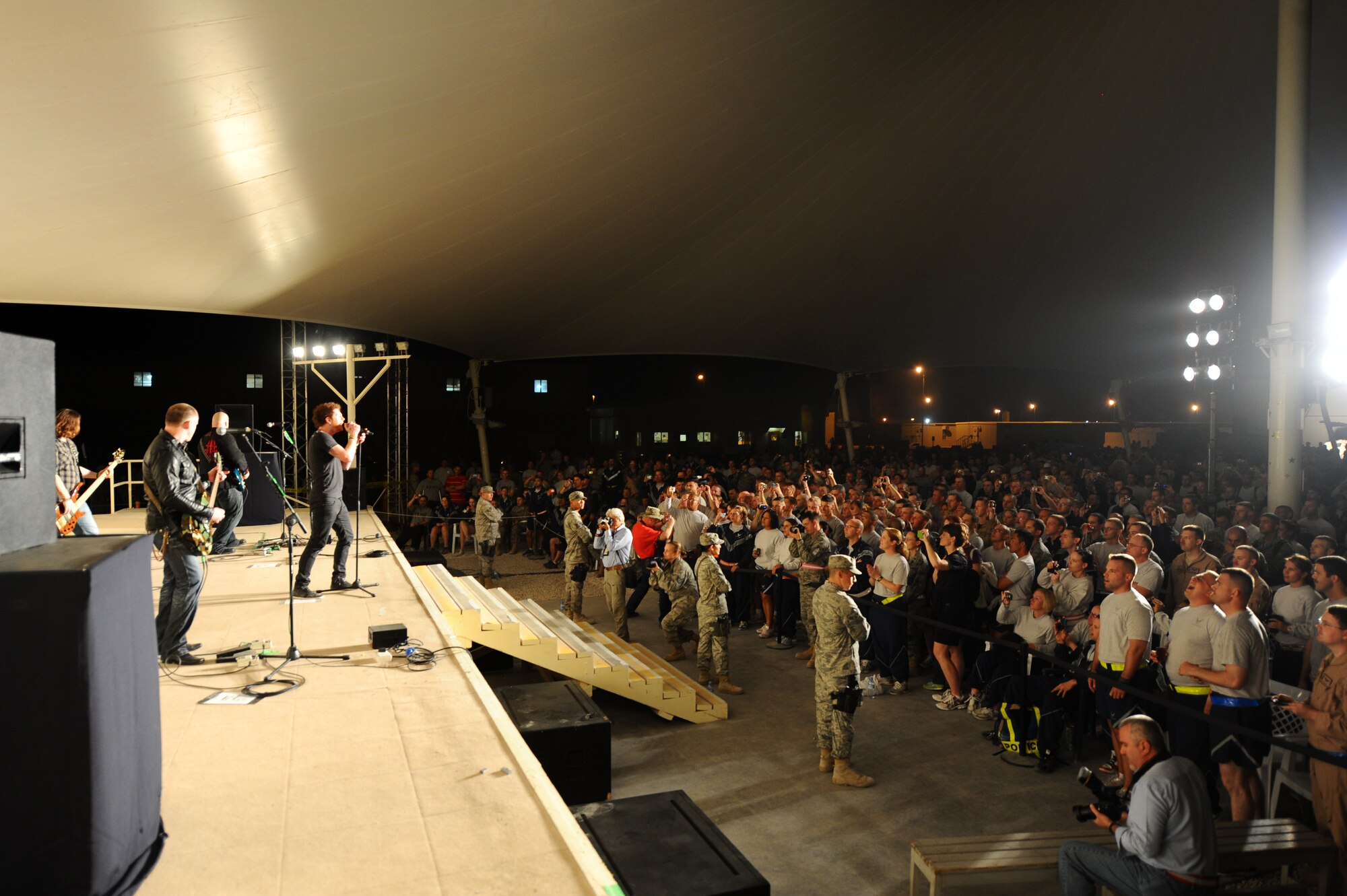 National recording artists Saving Abel performs for servicemembers at a non-disclosed Southwest Asia location Feb. 22, 2010. (U.S. Air Force photo by Senior Airman Kasey Zickmund)[RELEASED]
