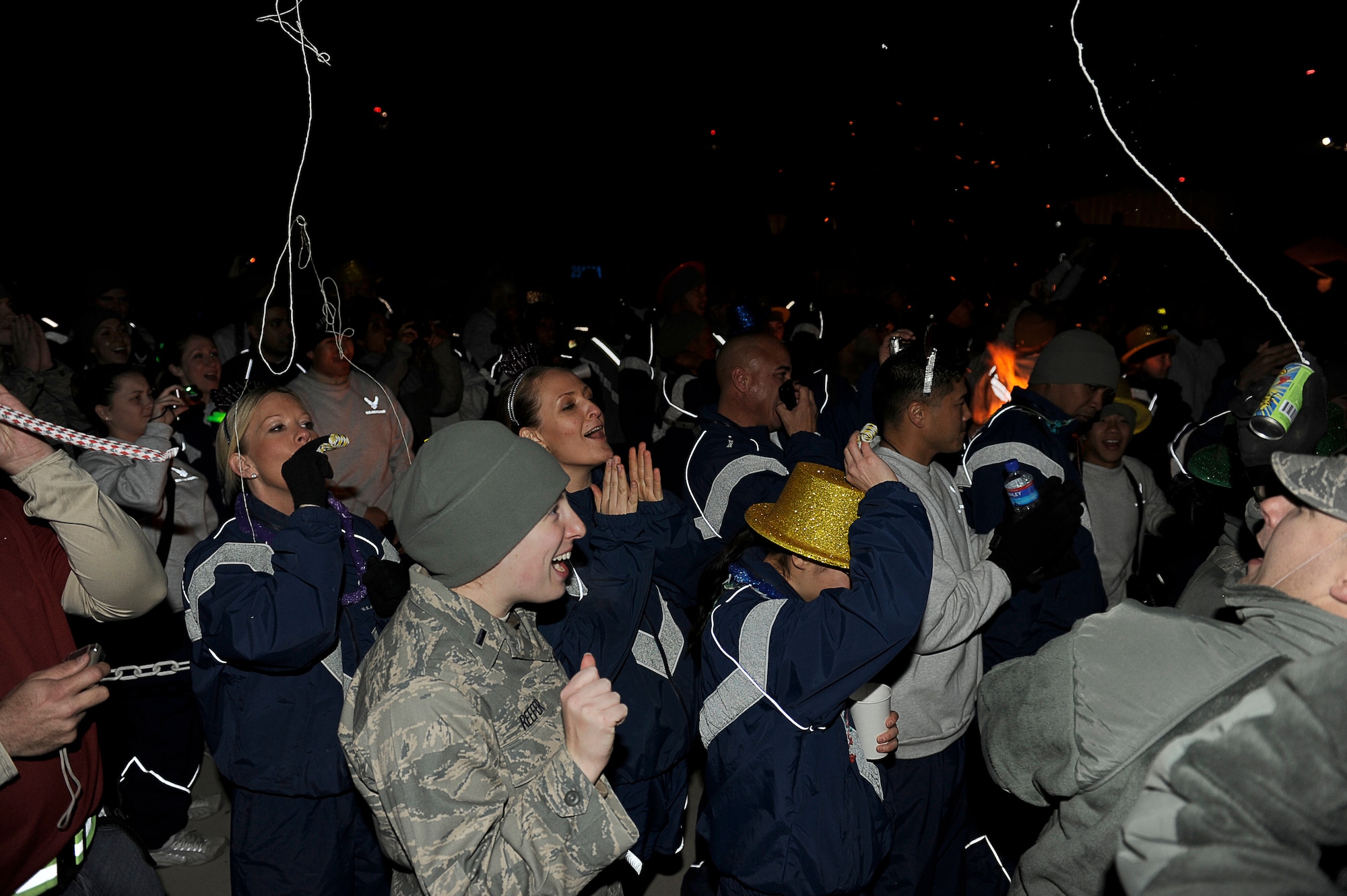 BAGRAM AIRFIELD, Afghanistan--Airman at Bagram Airfield celebrate the New Year Jan. 1, 2010. (U.S. Air Force photo by: Tech. Sgt. Jeromy K. Cross)