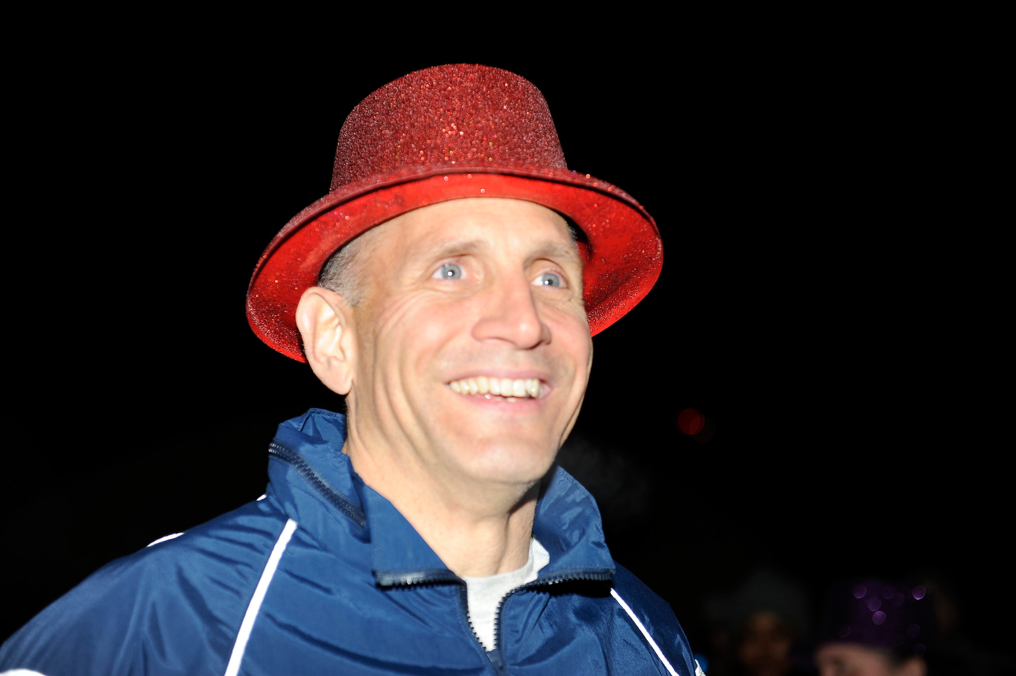 BAGRAM AIRFIELD, Afghanistan-- U.S. Air Force Col. Joe Beissner, Vice Commander, 455th Air Expeditionary Wing, joins in the New Year festivities Dec. 31, 2009. (U.S. Air Force photo by: Tech. Sgt. Jeromy K. Cross)
