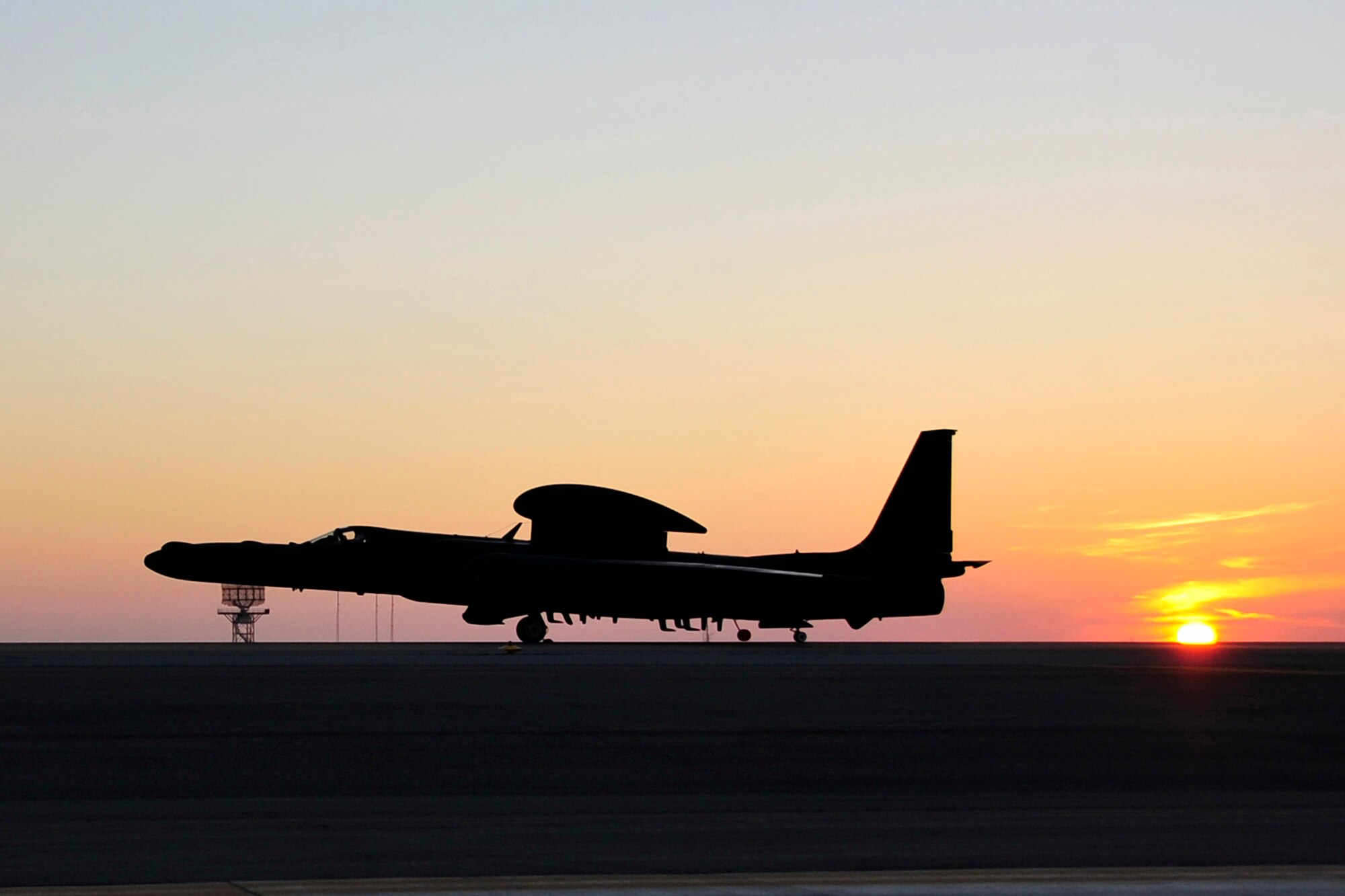 A U-2 Dragonlady aircraft assigned to the 380th Air Expeditionary Wing taxis down the runway at a non-disclosed base in Southwest Asia on Dec. 30, 2009, after completing a mission. The U-2 provides high-altitude, all-weather surveillance and reconnaissance, day or night, in direct support of U.S. and allied forces. It delivers critical imagery and signals intelligence to decision makers throughout all phases of conflict, including peacetime indications and warnings, low-intensity conflict, and large-scale hostilities. The 380th AEW supports Operations Iraqi Freedom and Enduring Freedom and the Combined Joint Task Force-Horn of Africa.  (U.S. Air Force photo/Senior Airman Jenifer H. Calhoun/Released)
