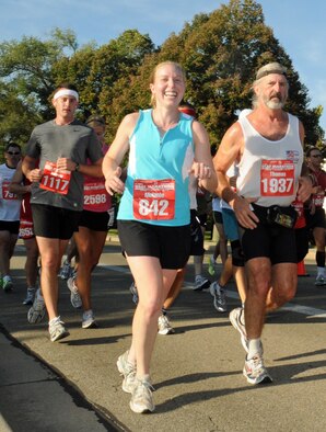 Runners on course during the 2009 U.S. Air Force Marathon.  Registration is now open for the 14th running of the U.S. Air Force Marathon taking place Sept. 18, 2010 at Wright-Patterson Air Force Base, Ohio. For more information visit www.usafmarathon.com. (U.S. Air Force photo/Al Bright) 
