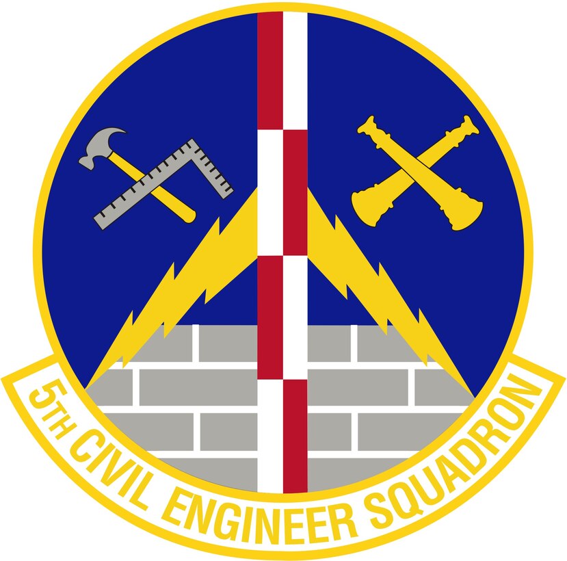 5th Civil Engineer Squadron (Color). Image provided by 5 BW/HO. In accordance with Chapter 3 of AFI 84-105, commercial reproduction of this emblem is NOT permitted without the permission of the proponent organizational/unit commander. Image is 7 x 7 inches @ 300 dpi