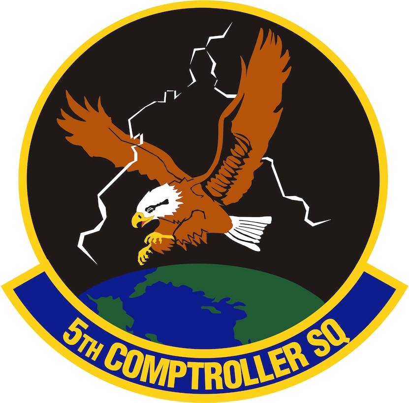 5th Comptroller Squadron (Color). Image provided by 5 BW/HO. In accordance with Chapter 3 of AFI 84-105, commercial reproduction of this emblem is NOT permitted without the permission of the proponent organizational/unit commander. Image is 7 x 7 inches @ 300 dpi