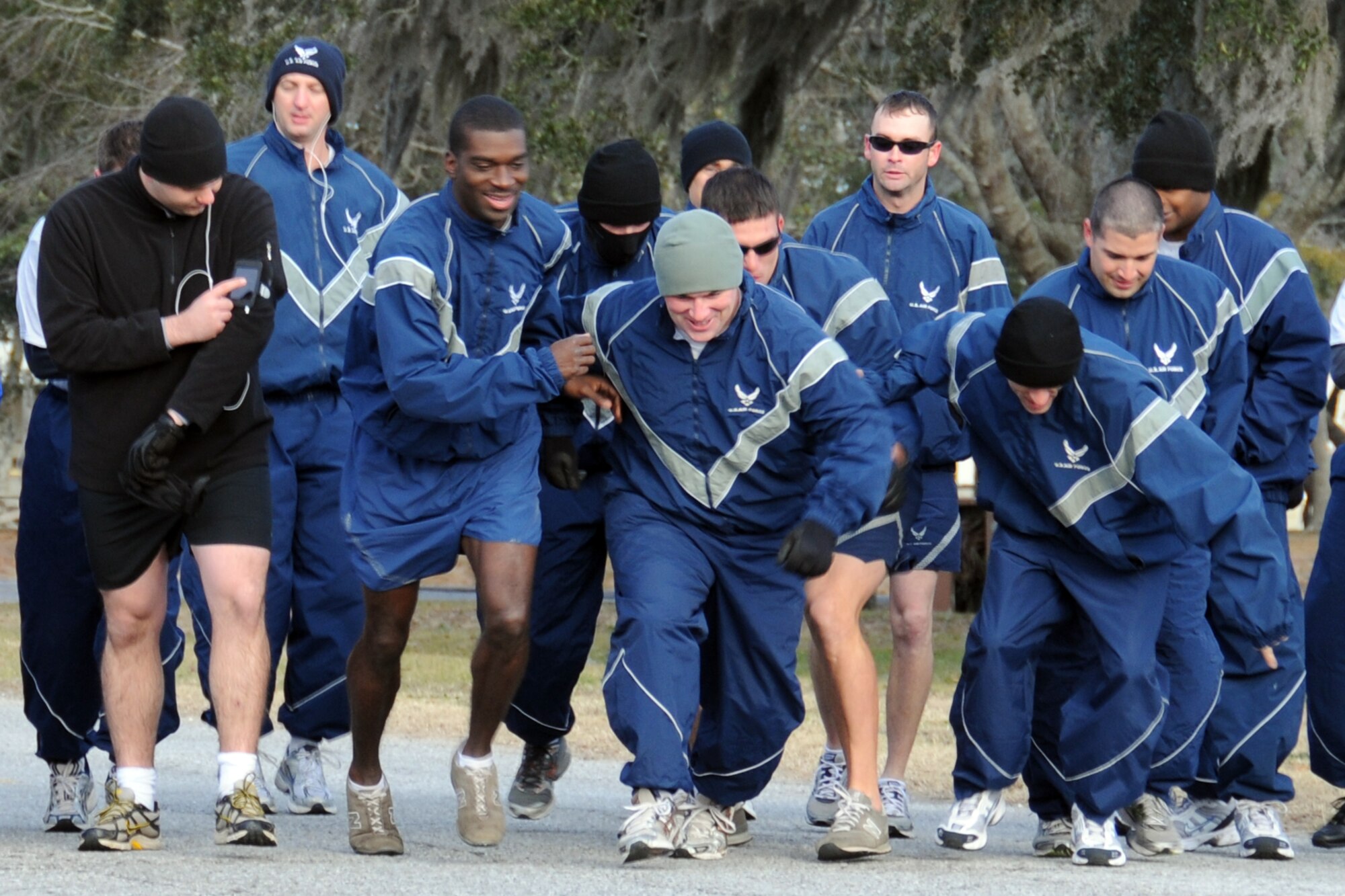 EGLIN AIR FORCE BASE, Fla. –  Runners ready for a good start to the Resolution 5K, Jan. 8. The event was sponsored by the 96th Force Support Squadron as a way to promote fitness for those whose New Year’s resolution was to get back or stay in shape. Twenty runners braved the 25 degree temperatures and 10 degree wind chill to maintain a resolution or just get some needed exercise. (U.S. Air Force photo/ Airman 1st Class Anthony Jennings)