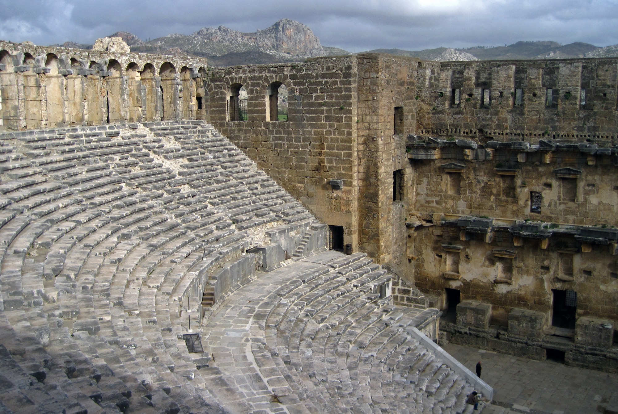 The theatre at Aspendos has a capacity of 20,000 and is still used to this day for an annual music festival. It was constructed in the 2nd Century. It sits on the side of an acropolis hill. (U.S. Air Force photo/Senior Airman Sara Csurilla)
