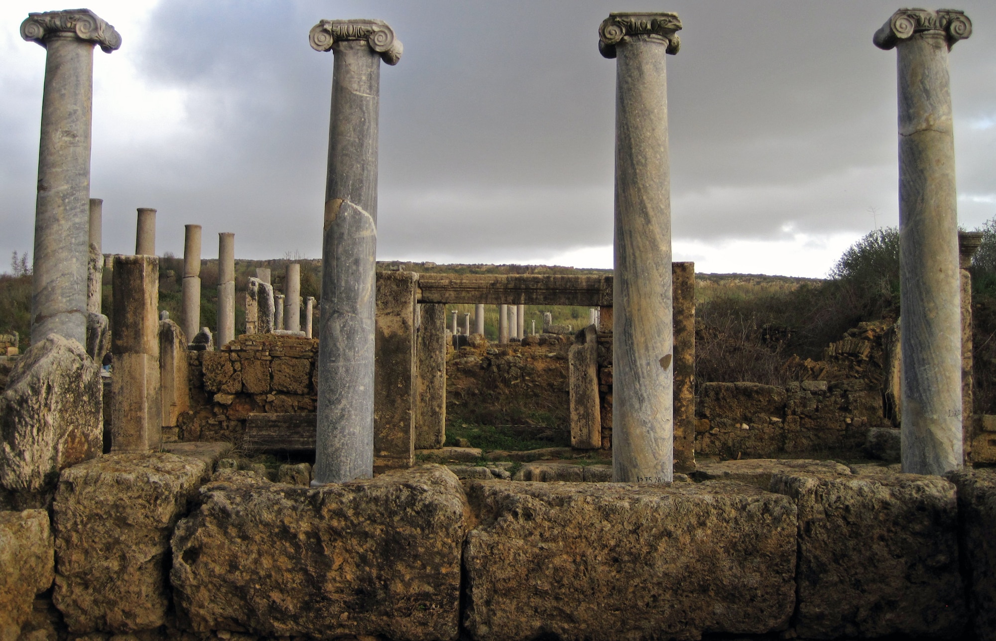 Roman columns stand near an ancient road in the city of Perge. Excavation efforts are ongoing in order to discover the purpose of the structures. (U.S. Air Force photo/Senior Airman Alex Martinez)