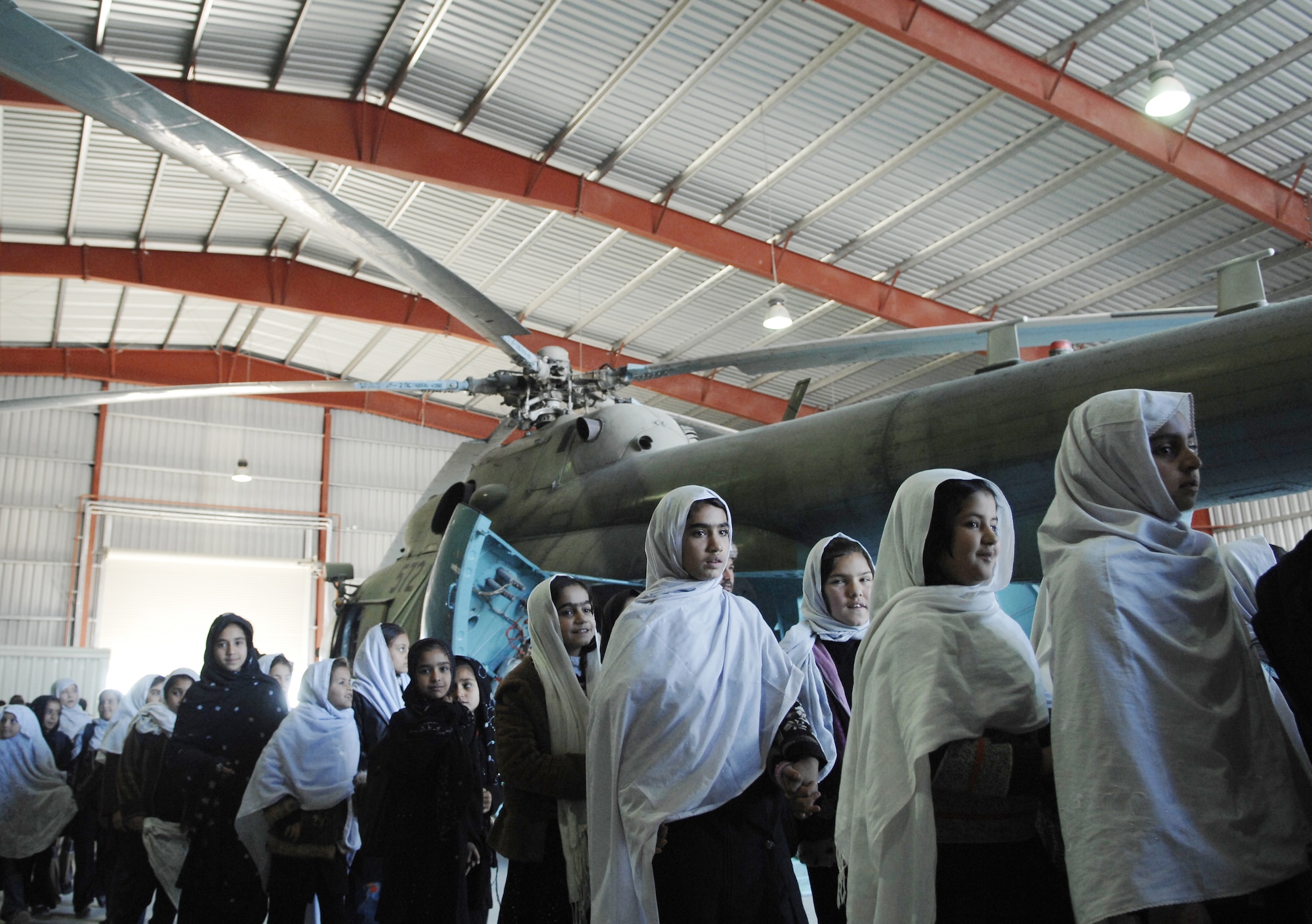 Approximately 250 children from local schools in Kandahar City visited Kandahar Airfield Dec. 31, 2009. (U.S. Air Force photo by Staff Sgt. Angelique N. Smythe/Released) 
