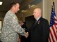 Maj. Gen. Brian L. Tarbet, The Adjutant General of the Utah National Guard, awards Brig. Gen. Scott Harrison the Joint Medal of Merit for his service during a retirement ceremony on January 9 at the Utah Air National Guard Base. General Harrison was the deputy commander of Joint Forces Headquarters, Utah NG, and officially retired from the Guard after 35 years.   U.S. Air Force Photo by: Staff Sgt. Emily Monson (RELEASED)