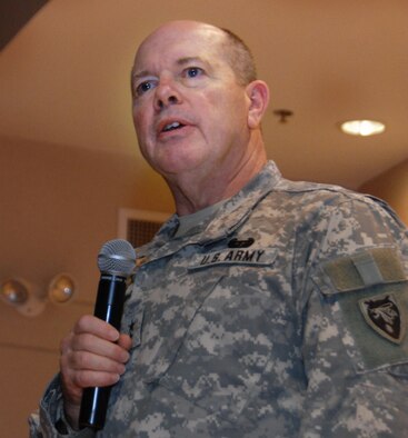 Major General William E. Ingram, Jr., expresses his pride in the work done by aircraft maintainers to keep our planes always ready to respond to national emergencies such as Hurricane Katrina and several severe California wildfires.  Photo by Master Sgt. Keith Dennis, 145th AW Public Affairs