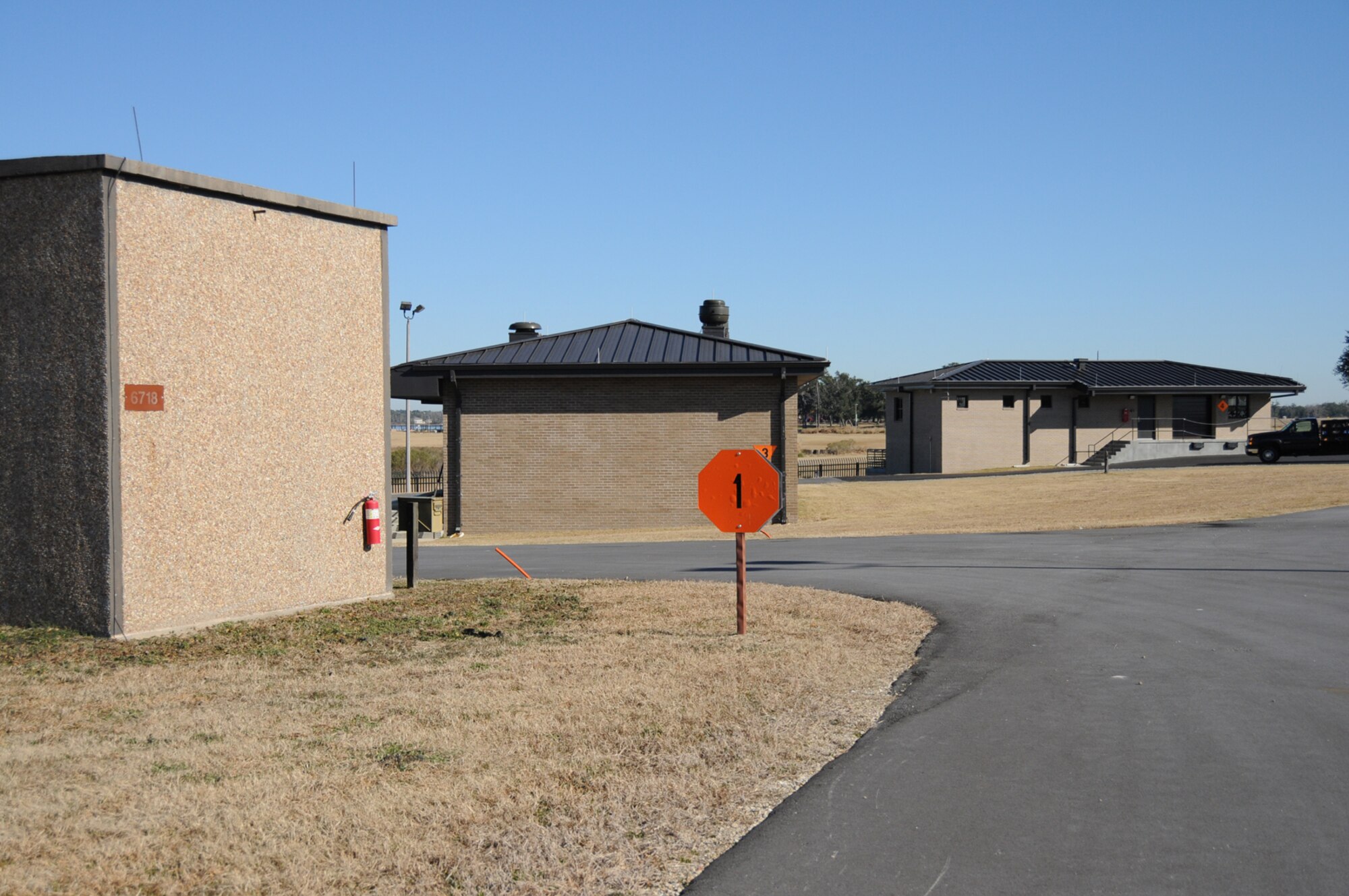 The fenced limited-access munitions inspection facility is on Ploesti Drive on Biloxi’s Back Bay north of Bay Breeze Golf Course and west of the marina.  (U.S. Air Force photo by Kemberly Groue)