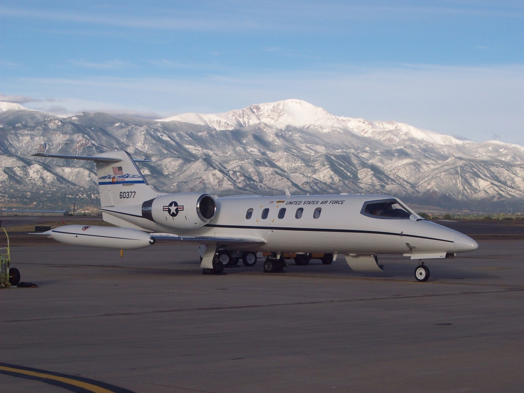 200th Airlift Squadron, 140th Wing, Colorado Air National Guard C-21 sits on the ramp at Peterson Air Force Base, Colo.  The squadron flies distinguished visitor (DV) airlift and time critical cargo mission for Transportation Command?s (TRANSCOM) Joint Operational Support Airlift Center (JOSAC), but also flies air defense operational training sorties and Other than Continental United States (OCONUS) airlift missions for the National Guard Bureau.