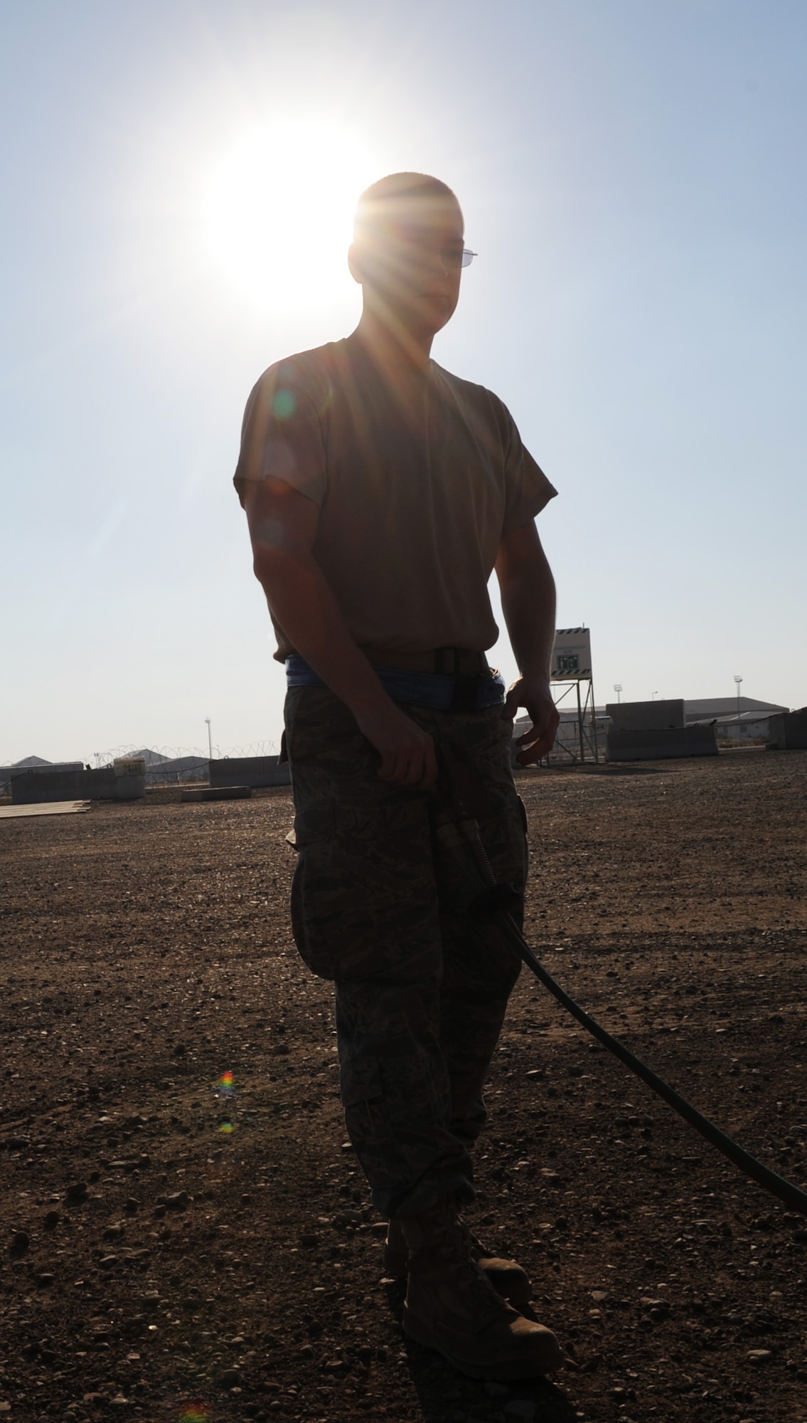 Airman 1st Class Robert Gilmore, fuels distribution journeyman with the 380th Expeditionary Logistics Readiness Squadron fuels management flight, pumps fuel from a fuel truck during operations at a non-disclosed base in Southwest Asia on Jan. 6, 2010.  In 2009, the 380th ELRS fuels management flight pumped more than 188 million gallons of fuel in support of Operations Iraqi Freedom and Enduring Freedom and the Combined Joint Task Force-Horn of Africa.  Airman Gilmore is deployed from the 436th Logistics Readiness Squadron at Dover Air Force Base, Del., and his hometown is Evanston, Wyo.  (U.S. Air Force Photo/Tech. Sgt. Scott T. Sturkol/Released)