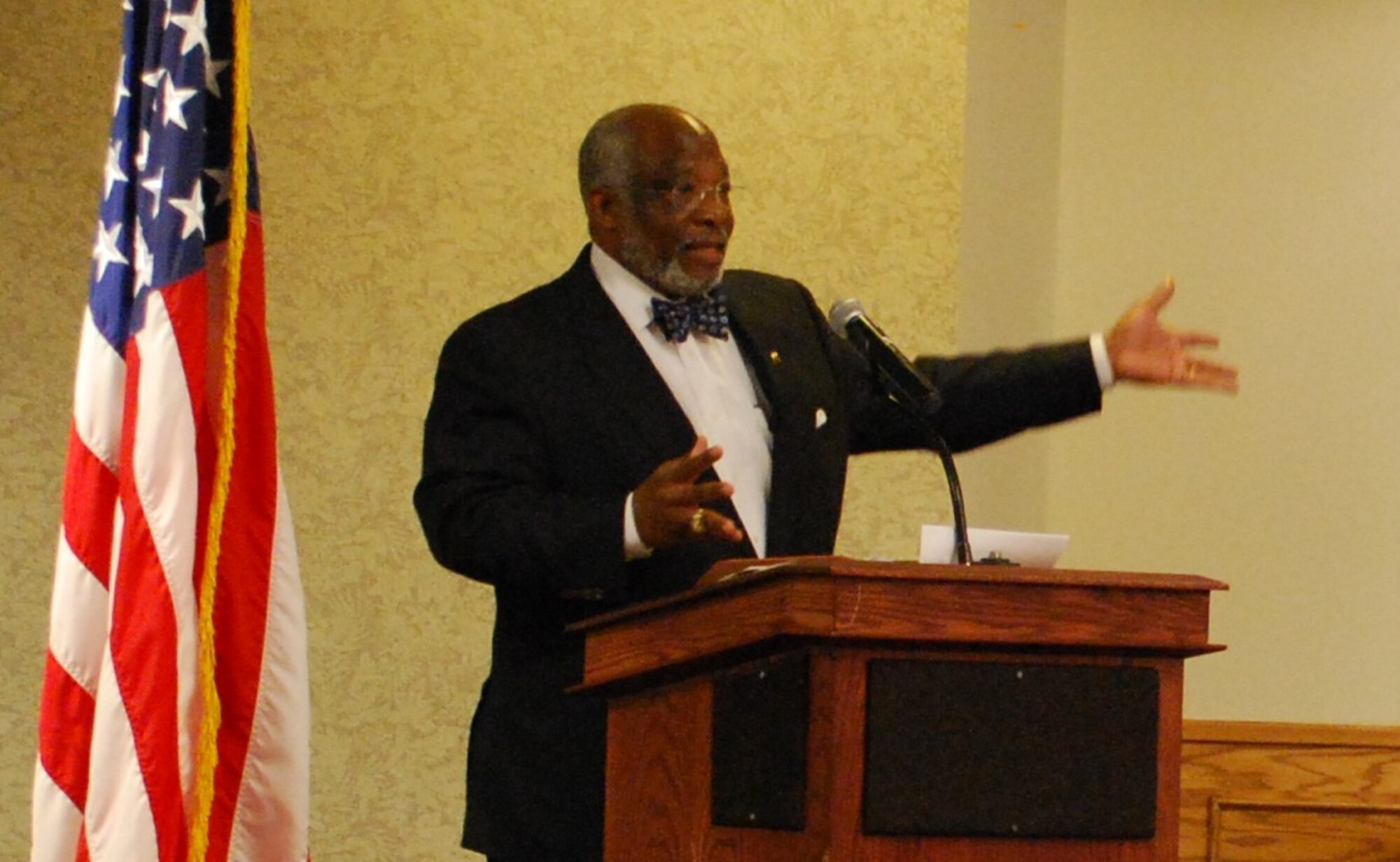 Dr. Dale Long, a survivor of the 1963Birmingham Bombings in Birmingham, Ala., was the guest speaker Jan. 12 during the annual Martin Luther King Jr. Luncheon at the Sheppard Club. Dr. Long spoke about his challenges as a “man of color” in the segregation era and discussed lessons he learned during his walk of life. (U.S. Air Force photo/ Airman 1st Class Valerie Hosea)