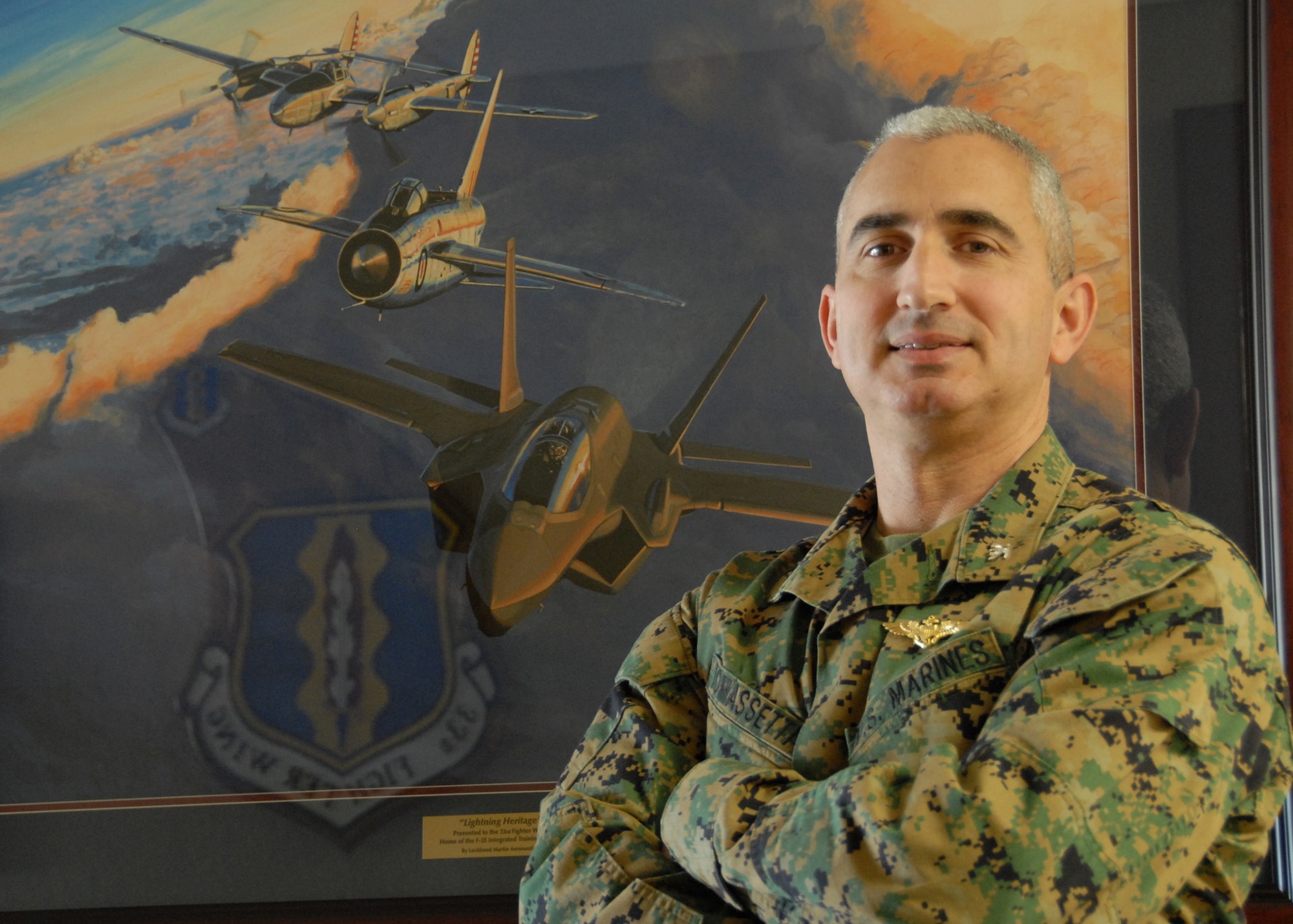 Marine Col. Arthur Tomassetti will be in command of the 33rd Fighter Wing while the Air Force commander is attends professional military education courses. Colonel Tomassetti serves as the vice commander of the wing of more than 100 Sailors, Airmen, Marines and civilians.  (U.S. Air Force photo/Samuel King Jr.) 