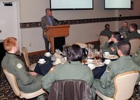 MINOT AIR FORCE BASE, N.D. -- Maj. Gen. (ret.) Tim McMahon, nuclear enterprise advisor to the chief of staff of the air force, talks to the Minot chapter of the company grade officer’s council here Jan. 12. General McMahon said, “Restoring this nuclear enterprise and doing this mission right is the number one priority on the mind of the chief of staff.” (U.S. Air Force photo by Staff Sgt. Keith Ballard)