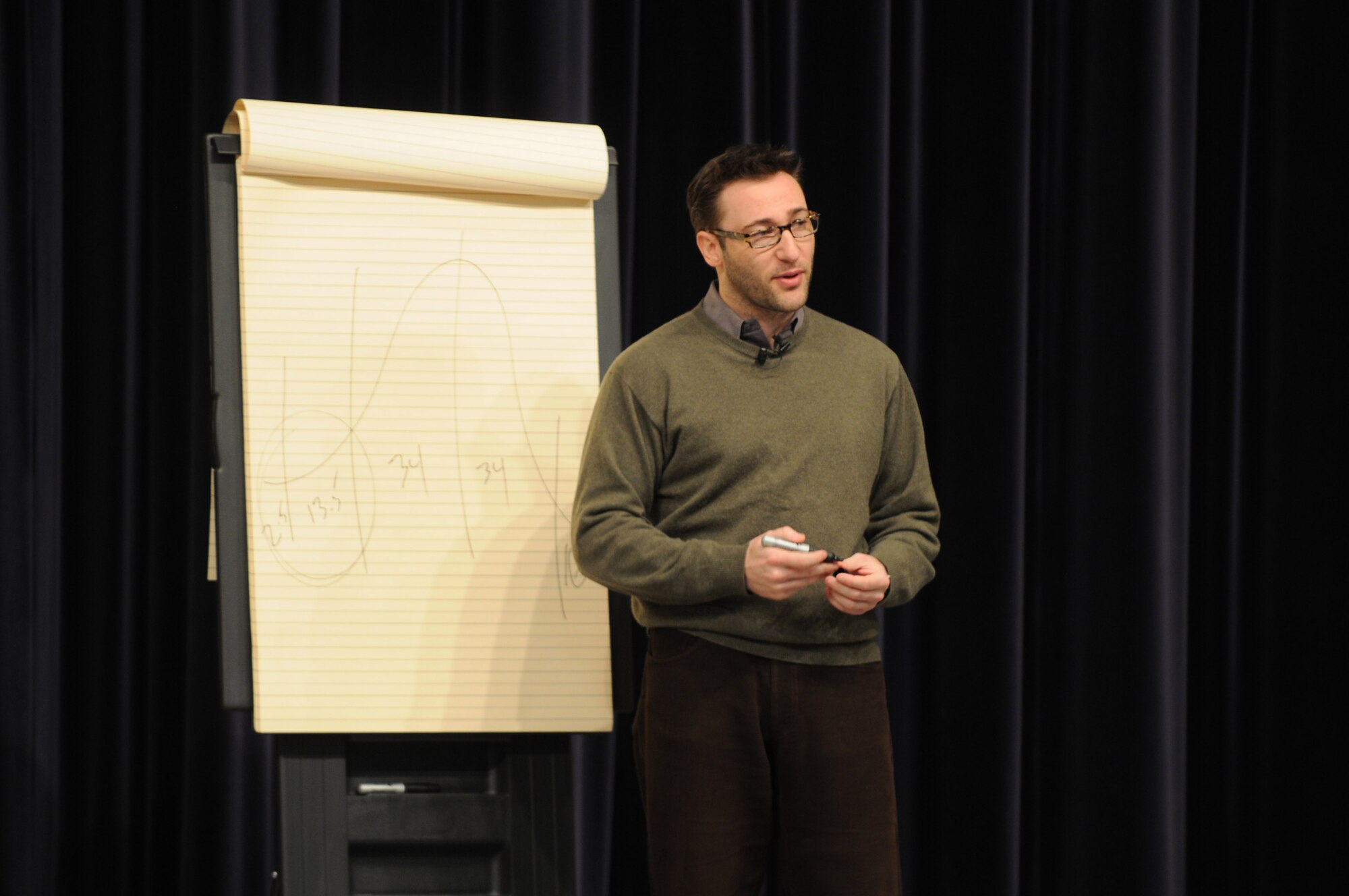 Simon Sinek, an inspirational speaker, visits Aviano AB, Jan 12, 2010, to give words of inspiration and leadership advice to 31st Fighter Wing personnel. Mr. Sinek is currently traveling to various United States Air Forces in Europe bases to inspire people to use his leadership concepts of  The Golden Circle and the power of WHY. (U.S. Air Force photo/Staff Sgt. Mercedes Crossland)