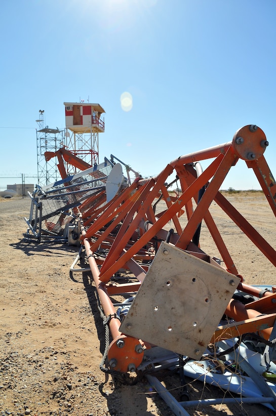 A downed radio tower on the Barry M. Goldwater Range east of the Marine Corps Air Station in Yuma, Ariz., is scheduled to be replaced before the start of the next Weapons and Tactics Instructors course in March 2010. The air station received approval in December 2009 to build a similar tower on a site north of the Chocolate Mountain Aerial Gunnery Range west of the air station that allows for maintenance without halting training.