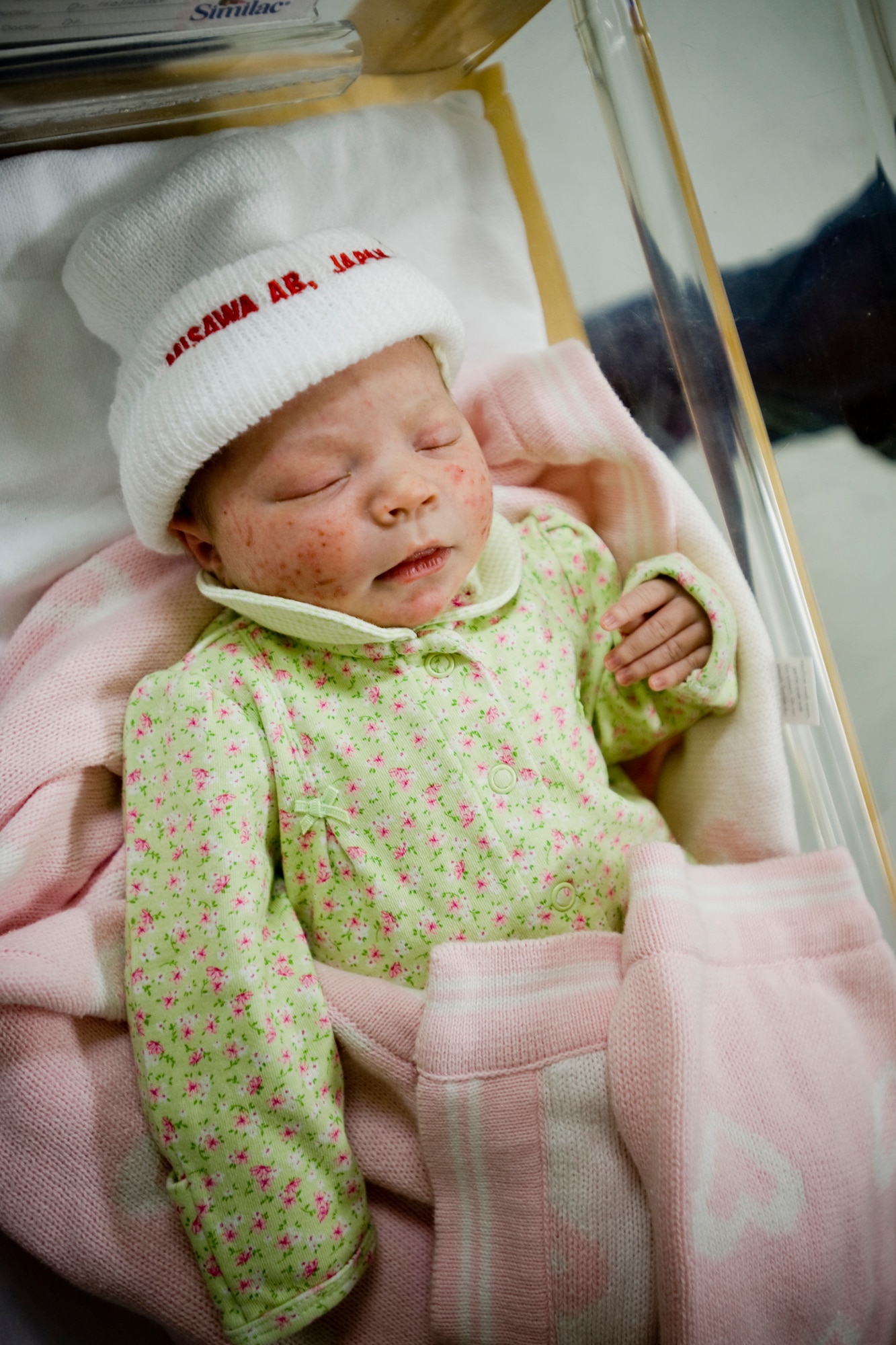 MISAWA AIR BASE, Japan -- Alexis Rose Volner, the first baby born on Misawa Air Base in 2010, rests Jan. 13 after she and her mother, Alisha Volner, received gifts from various base organizations. Alexis was born 11:16 p.m. Jan. 11. (U.S. Air Force photo/Senior Airman Jamal D. Sutter)