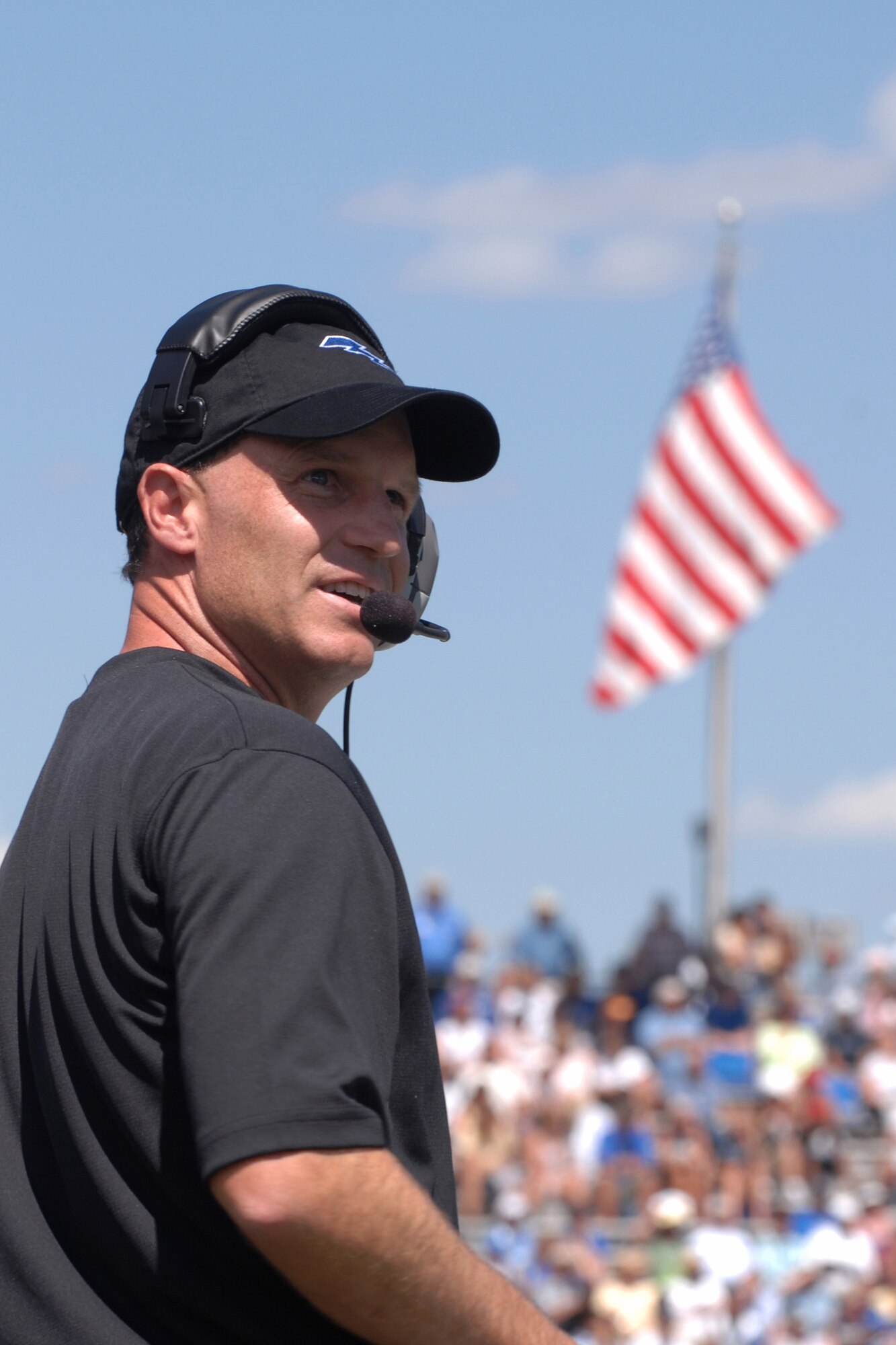 Air Force football coach Troy Calhoun issued a statement Jan. 14, 2010, that he will remain at the Air Force Academy for the 2010 football season, in contrast to rumors that he had accepted a position as head coach for the Tennessee Volunteers. (U.S. Air Force photo/Dave Armer)